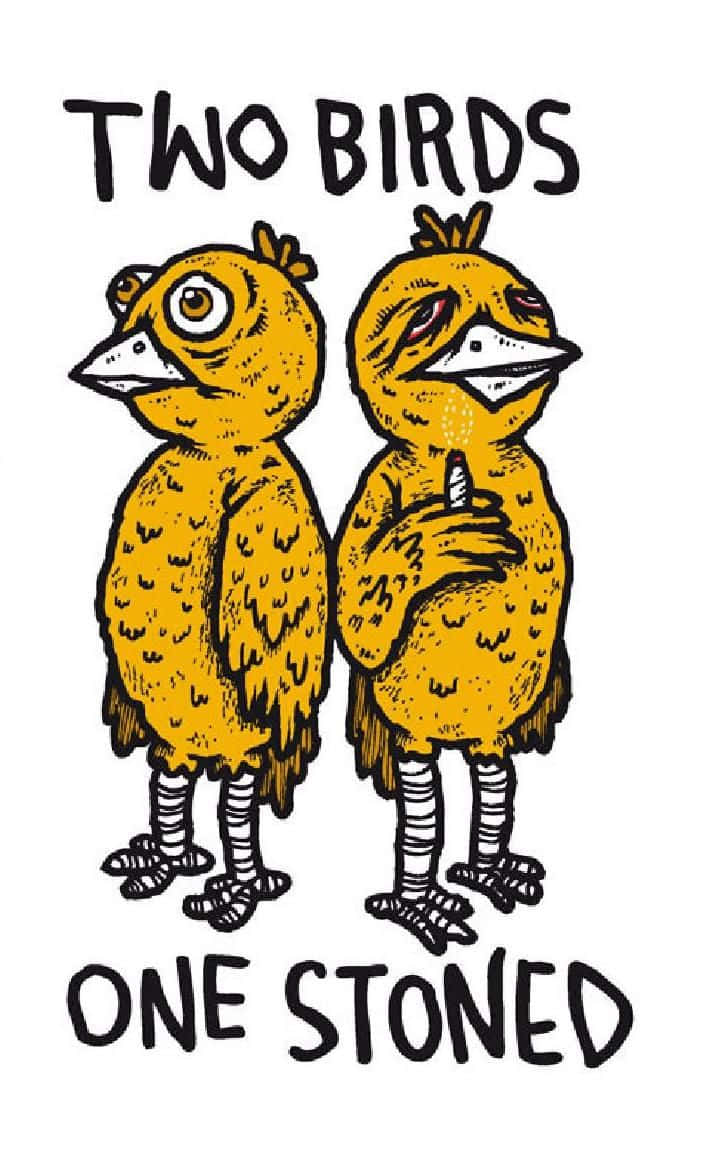 Grunge Cartoon, yellow birds, cartoonish, SD Phone Wallpaper