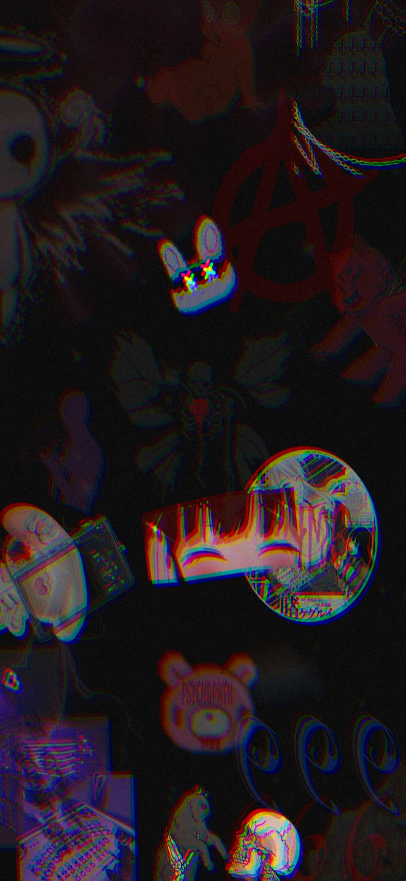 Grunge Emo Aesthetic, anime eyes, glitchy digital collage, HD Phone Wallpaper
