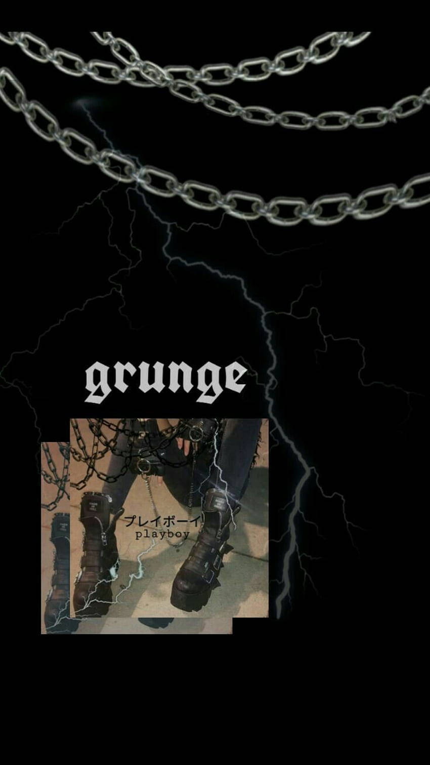 Grunge Emo Aesthetic, heavy chains, lightning bolts, HD Phone Wallpaper