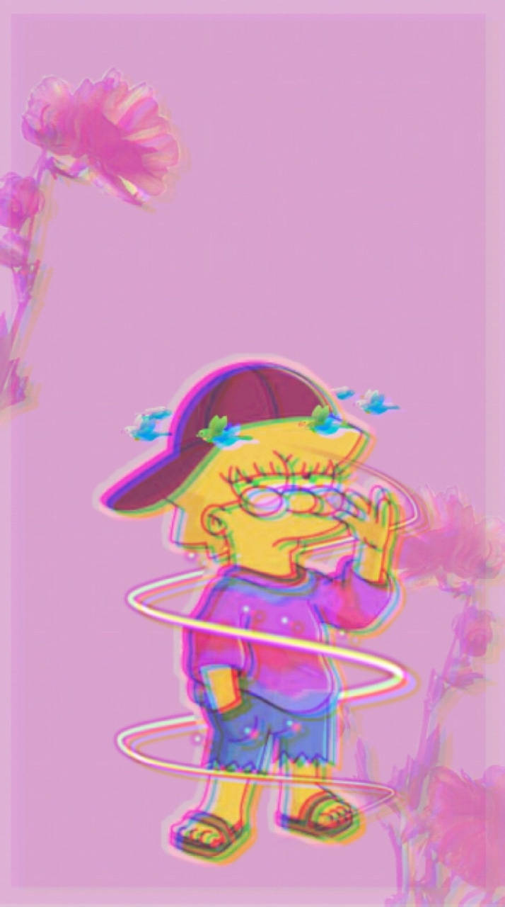 grunge emo aesthetic, pink flowers, glowing purple background, HD Phone Wallpaper