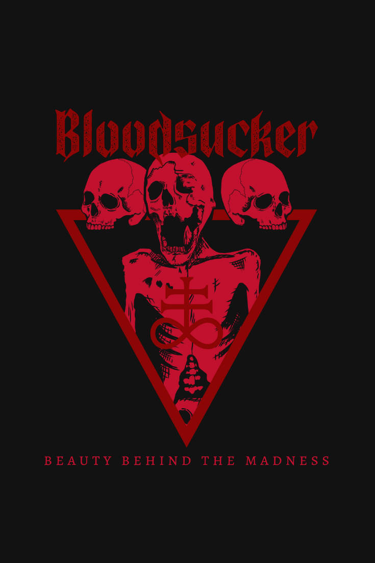 bloodsucker, three skulls, triangle frame, SD Phone Wallpaper