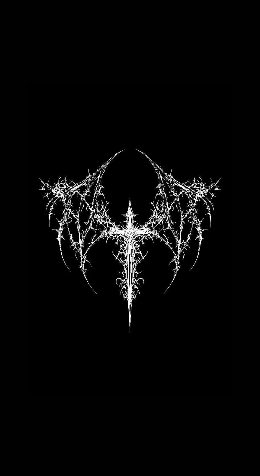 white ornate cross, thorned wings, pure black background, Full HD Phone Wallpaper