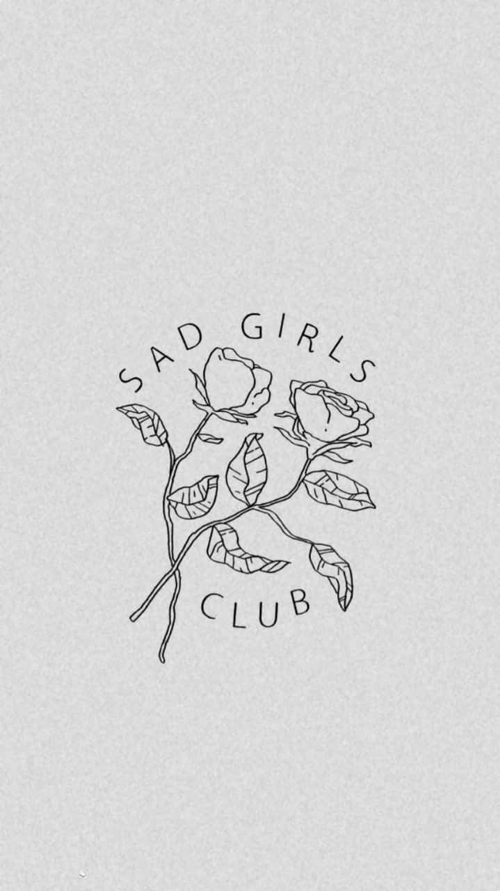 sad girls club, textured gray background, minimalist line drawing, HD Phone Wallpaper