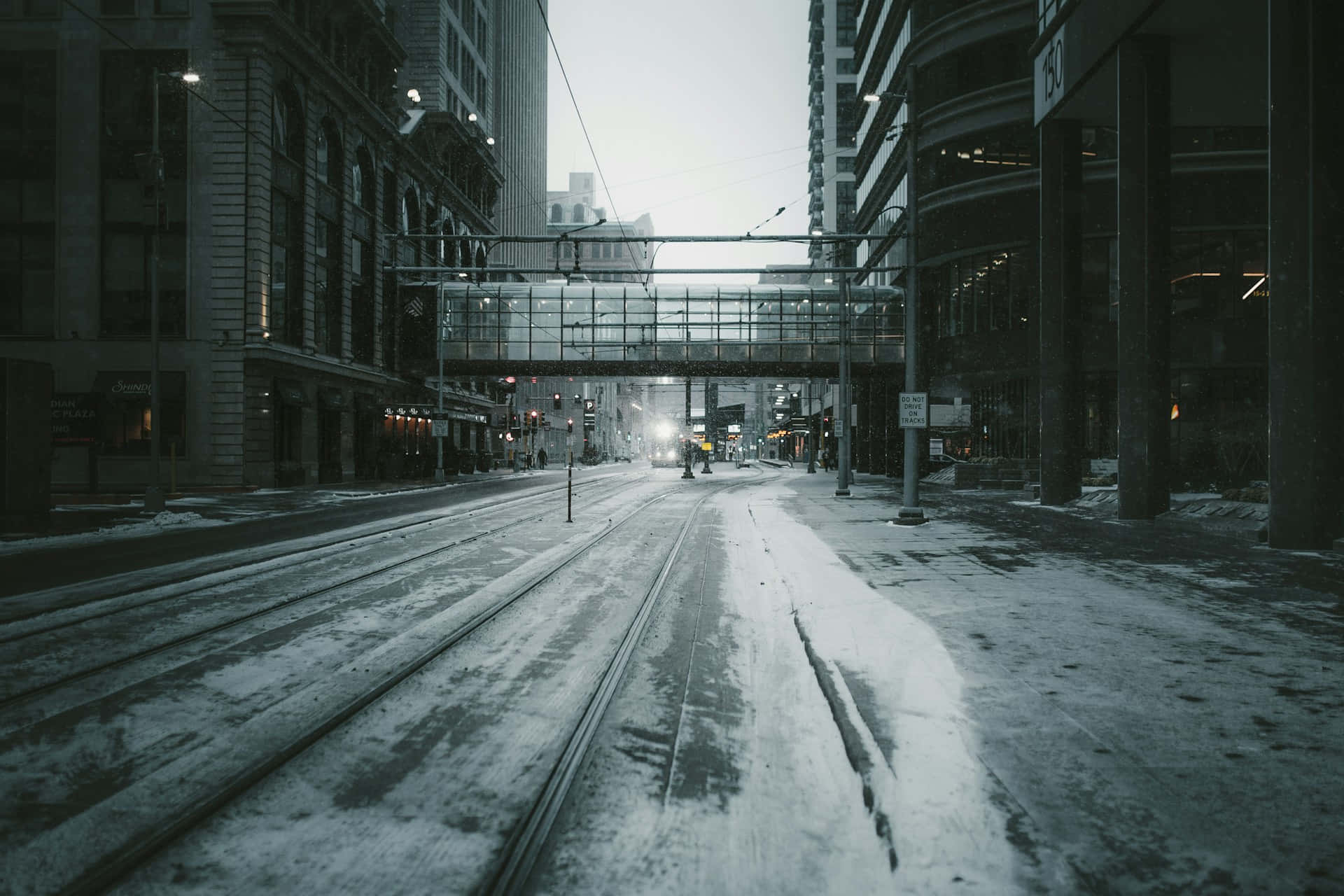 Grunge Grey Cityscape Snow, snow, city street, Full HD Desktop Wallpaper