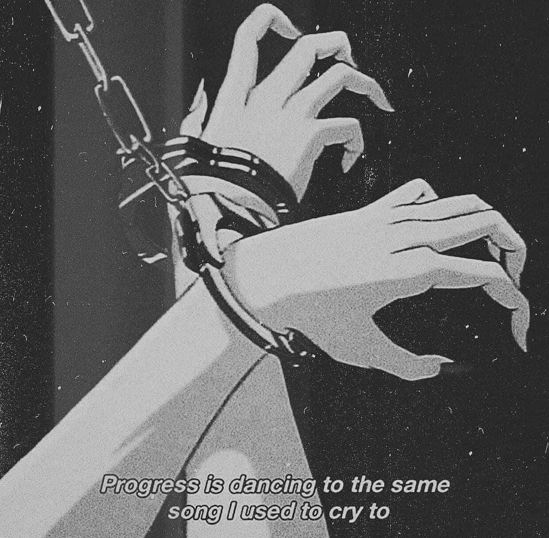 Grunge Aesthetic, handcuffs, monochrome anime-style hand, SD Desktop Wallpaper