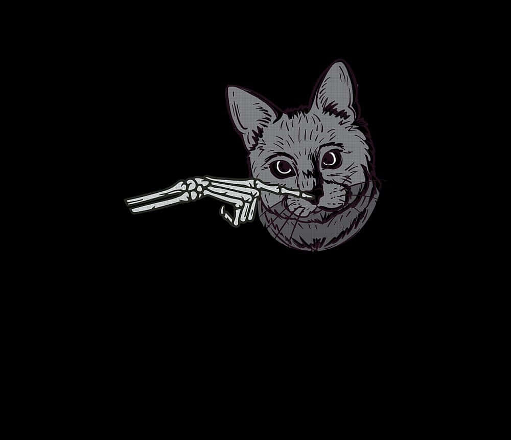Grunge Halloween, gray cat, skeletal hand, SD Desktop Wallpaper