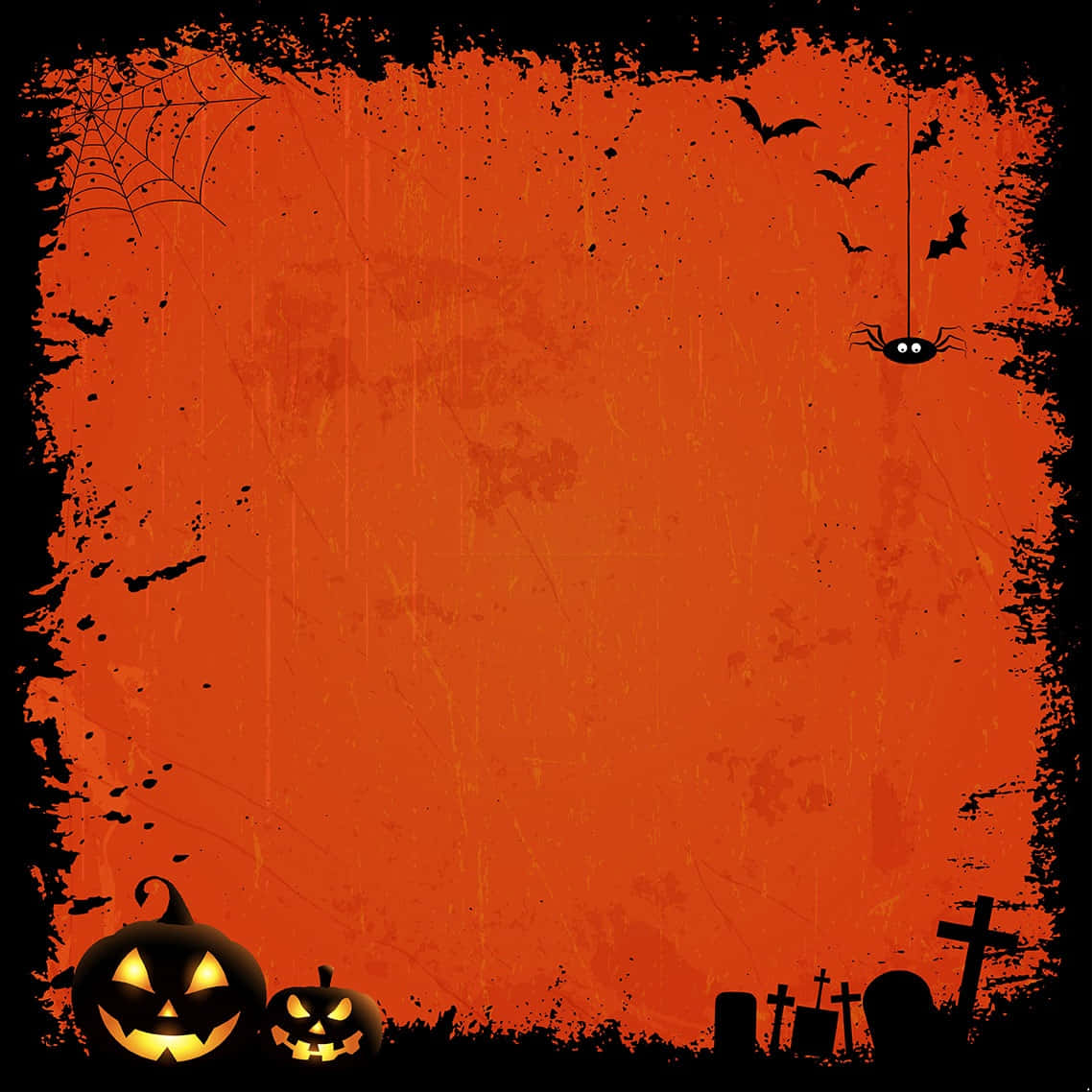 Grunge Halloween, orange, glowing jack-o-lanterns, SD Desktop Wallpaper