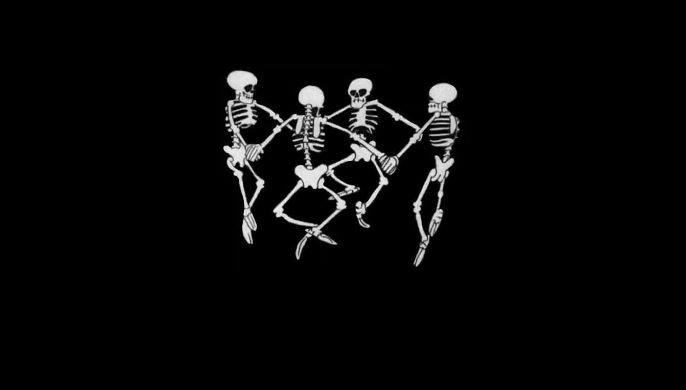 Grunge Skeletons Halloween Graphic, white skeletal figures, dance in a circle, HD Desktop Wallpaper
