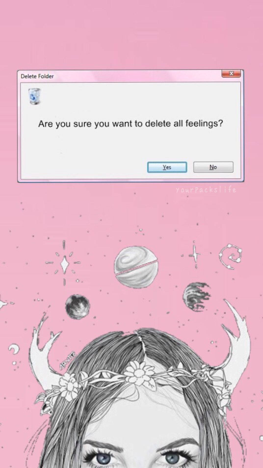 Pastel Goth Love Warning Sign, floral crown, antlers, HD Phone Wallpaper