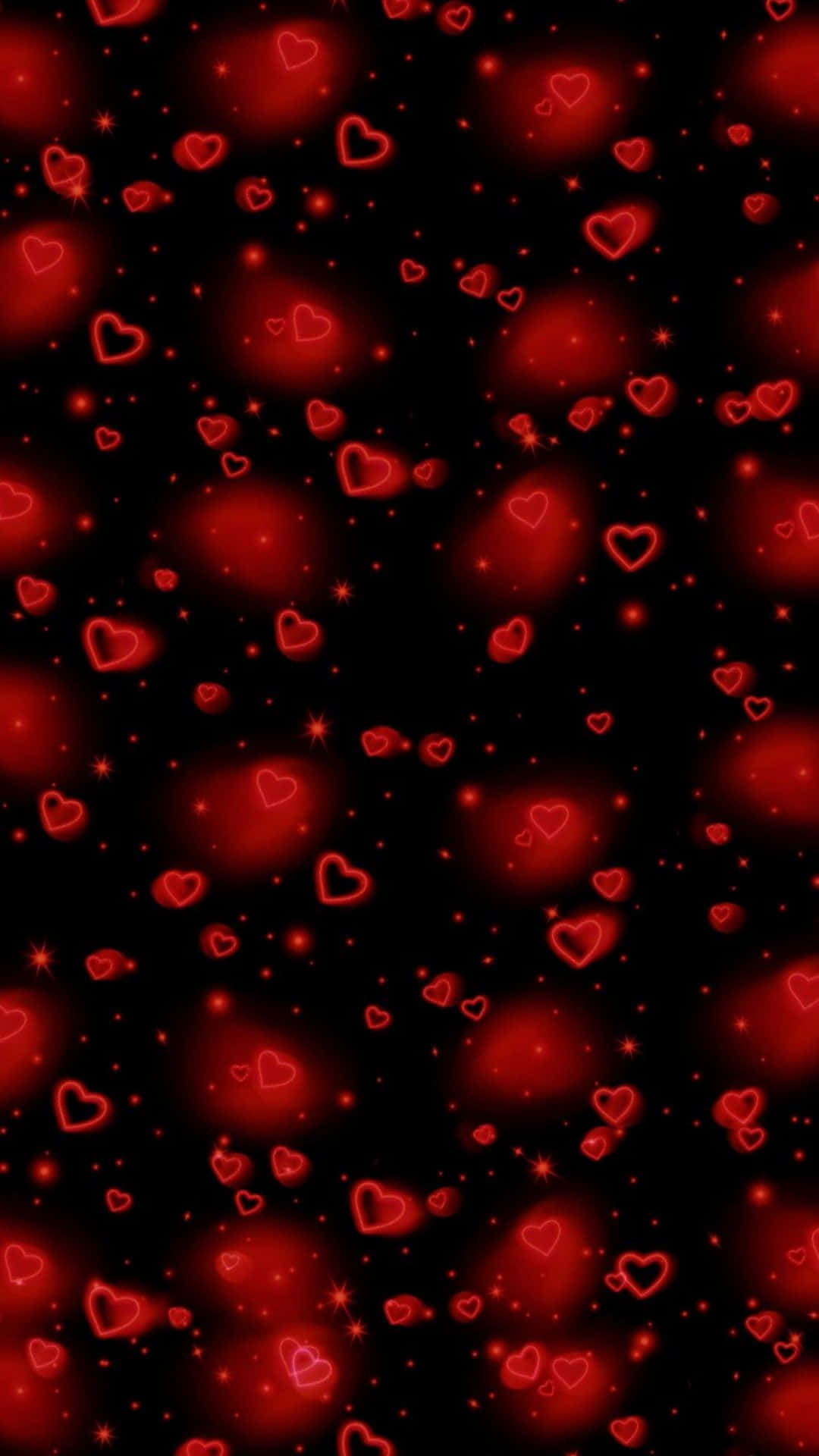 Grunge Lovecore Heart Pattern, glowing red hearts, dark background, Full HD Phone Wallpaper