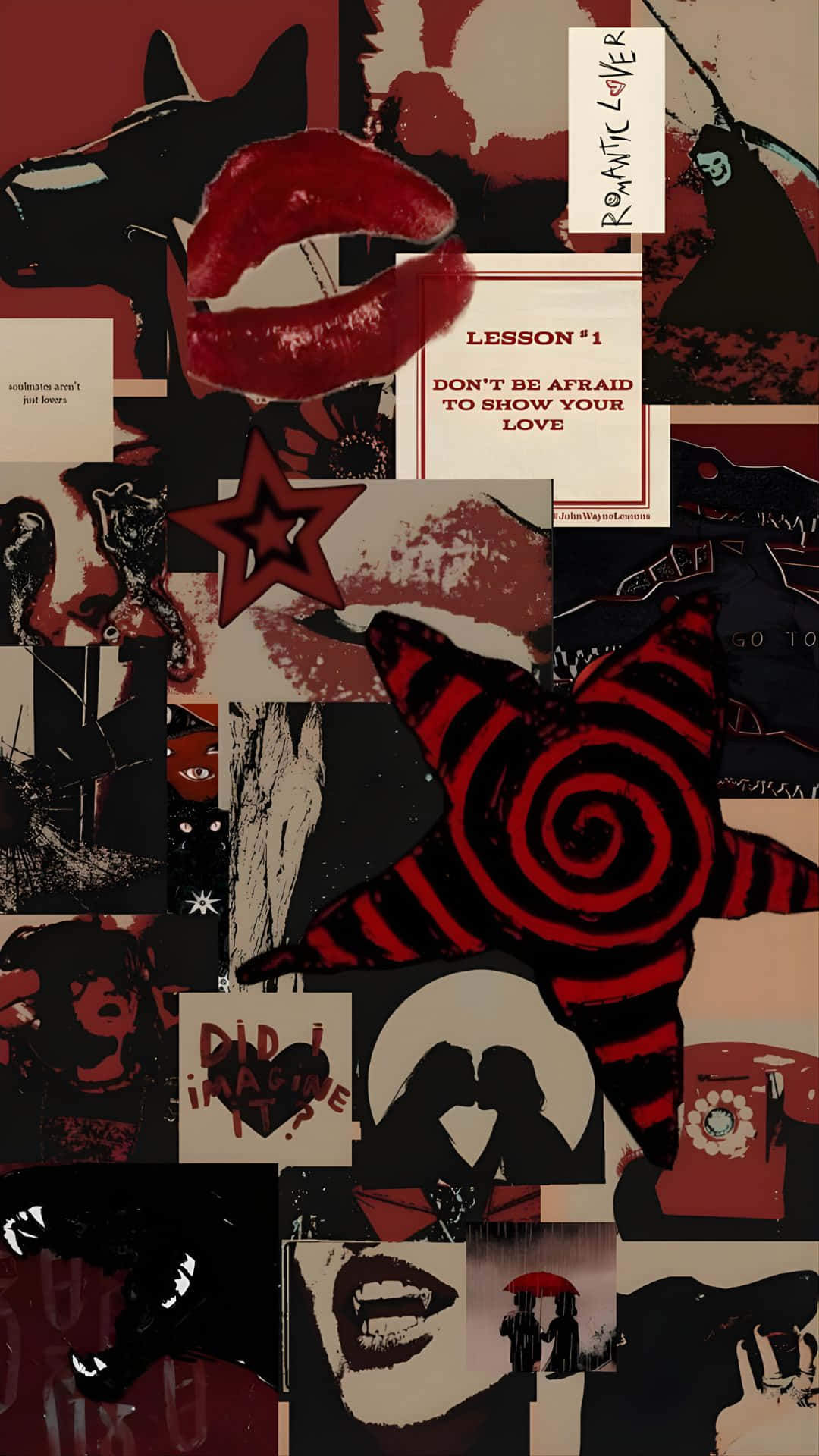 Grunge Lovecore Collage, red, black, Full HD Phone Wallpaper