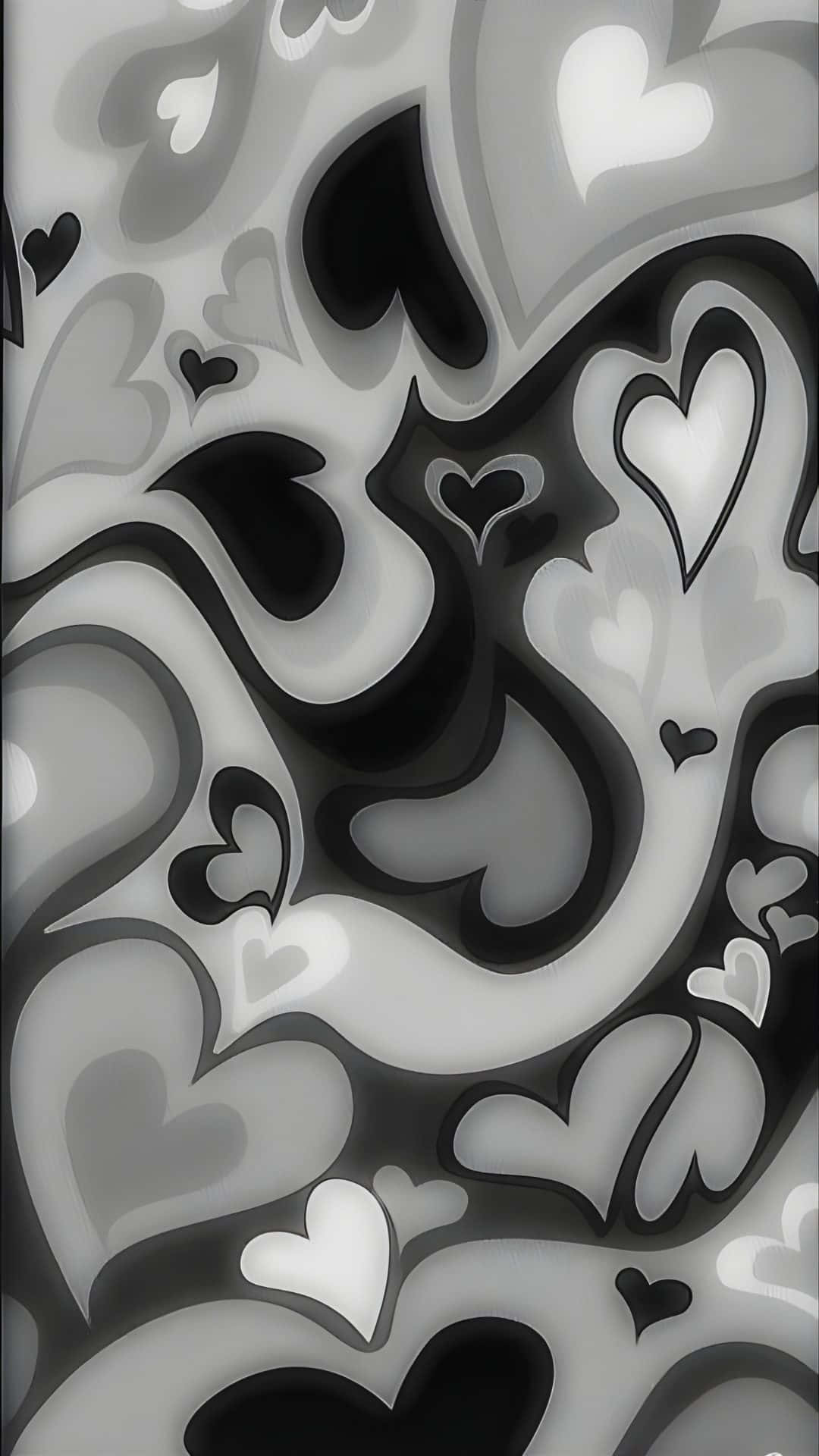 Grunge Lovecore, heart swirls, monochrome abstract, Full HD Phone Wallpaper