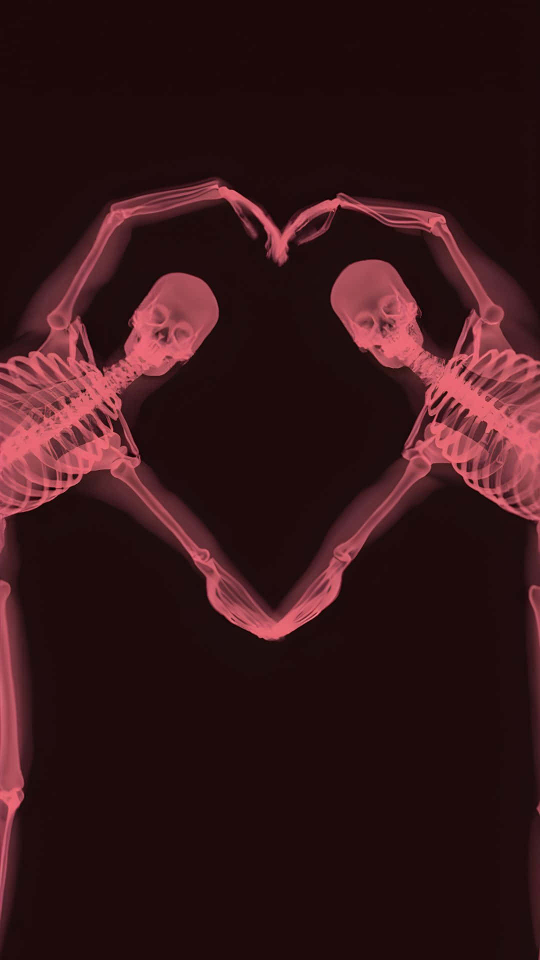 Grunge Lovecore, skeleton heart, glowing pink skeletons, Full HD Phone Wallpaper