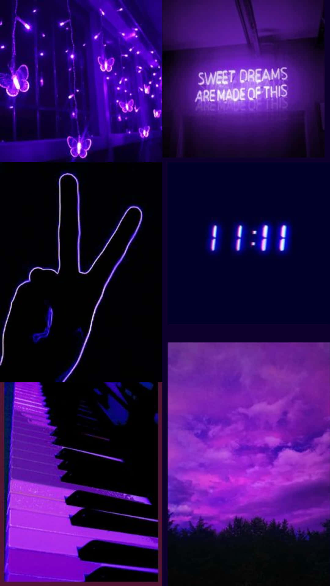 Grunge Neon Purple Aesthetic, purple neon, butterfly lights, Full HD Phone Wallpaper