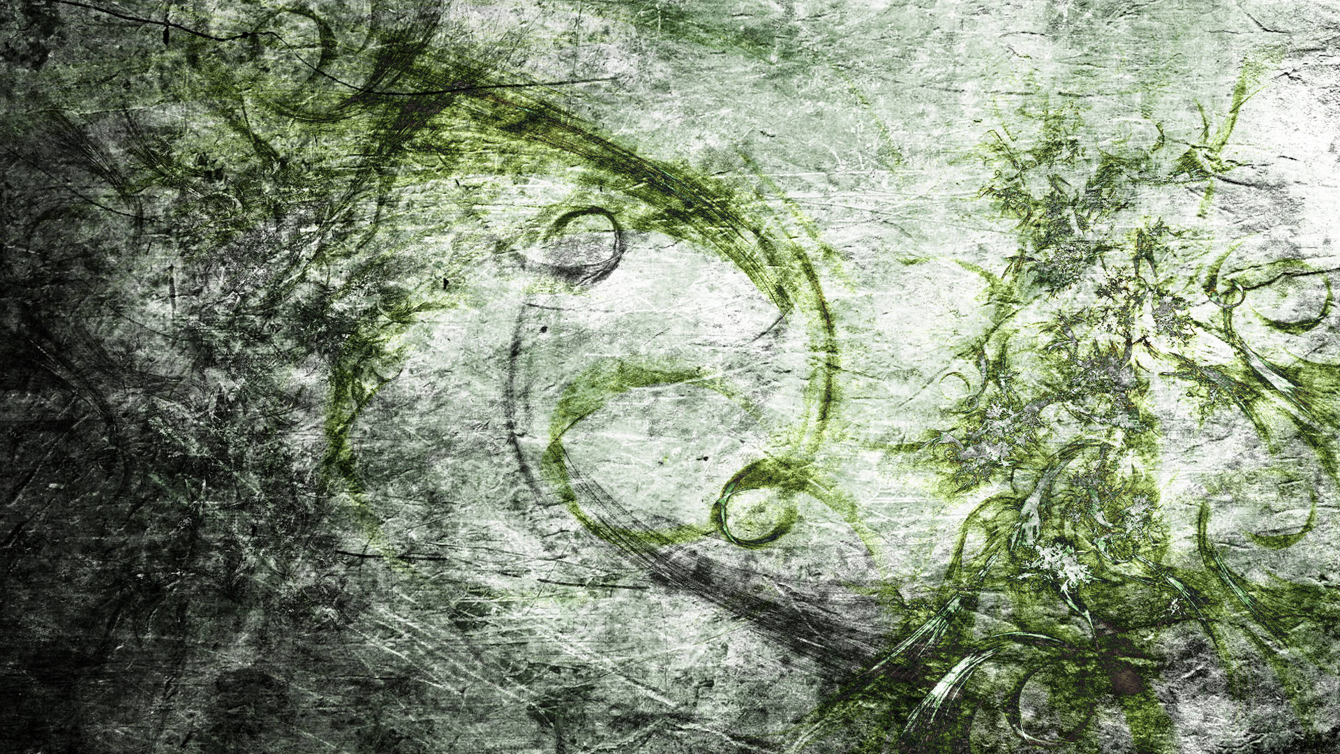 green swirls, scratches, weathered gray surface, Full HD Desktop Wallpaper