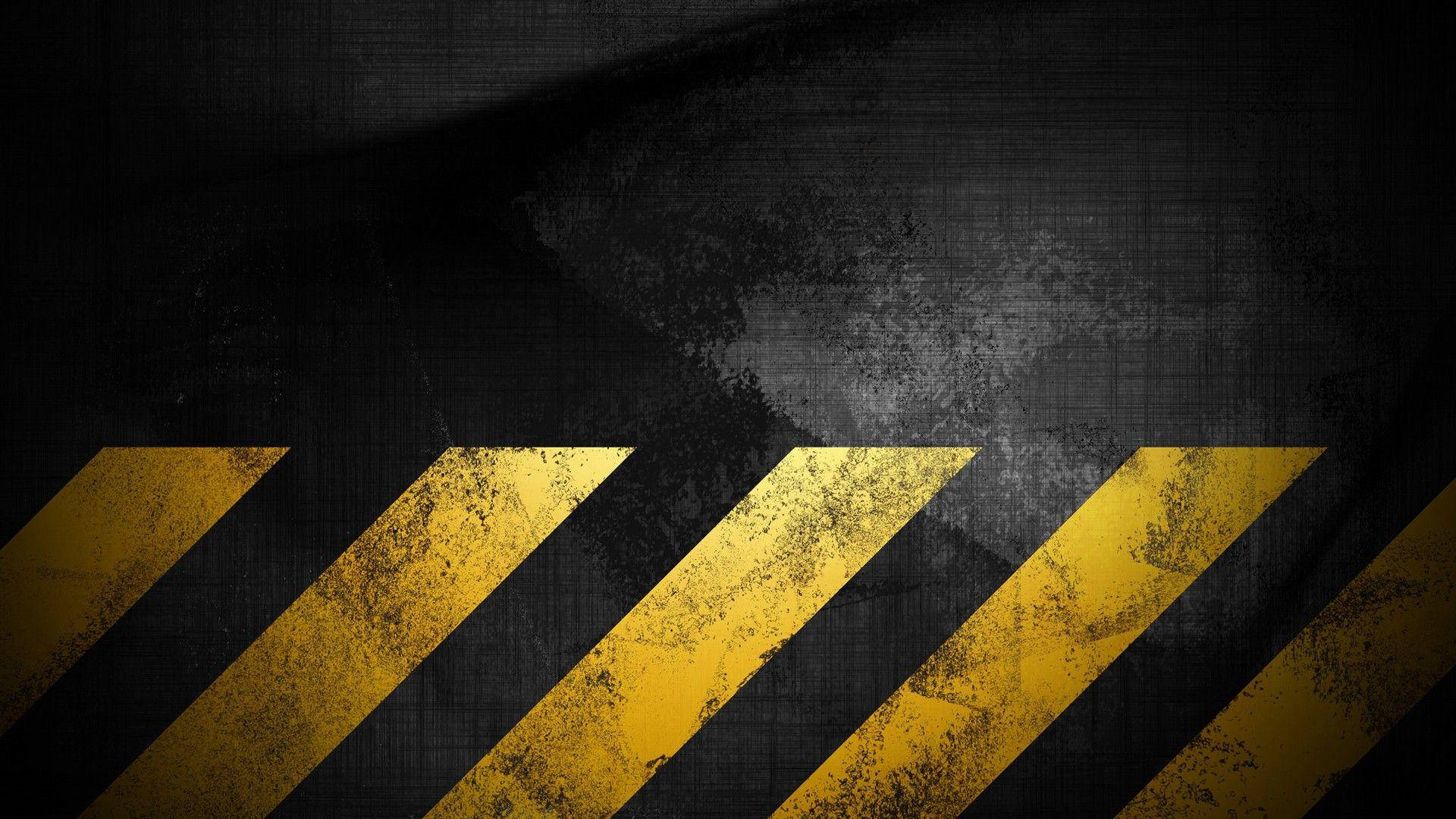 Grunge Danger For Construction, bold yellow diagonal stripes, textured dark gray surface, Full HD Desktop Wallpaper