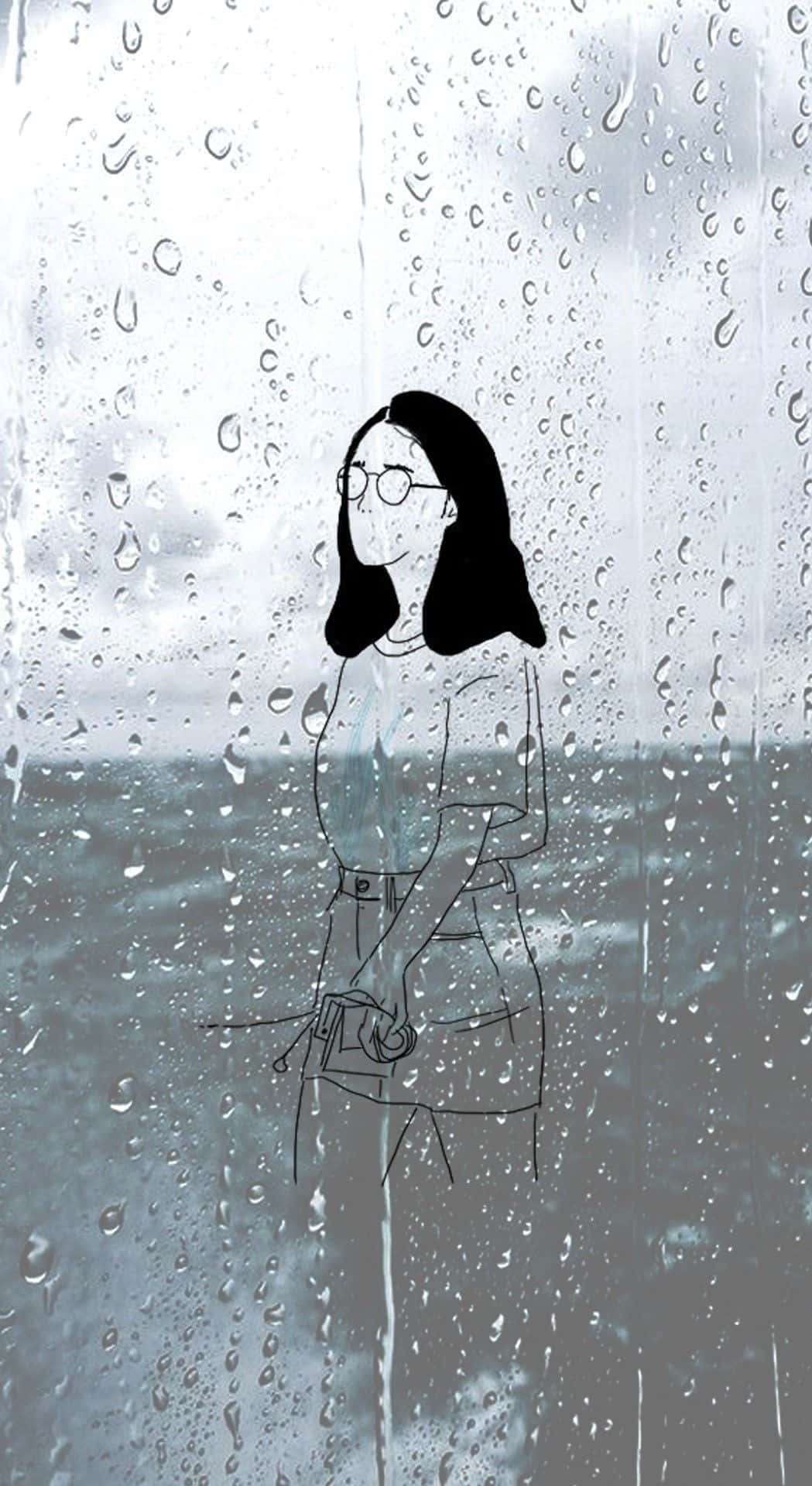 Grunge Tumblr Aesthetic, stencil art, rain-streaked window, Full HD Phone Wallpaper