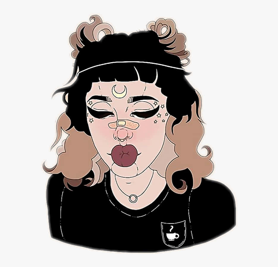 Grunge Tumblr Aesthetic, curly hair, moon tattoo, SD Desktop Wallpaper