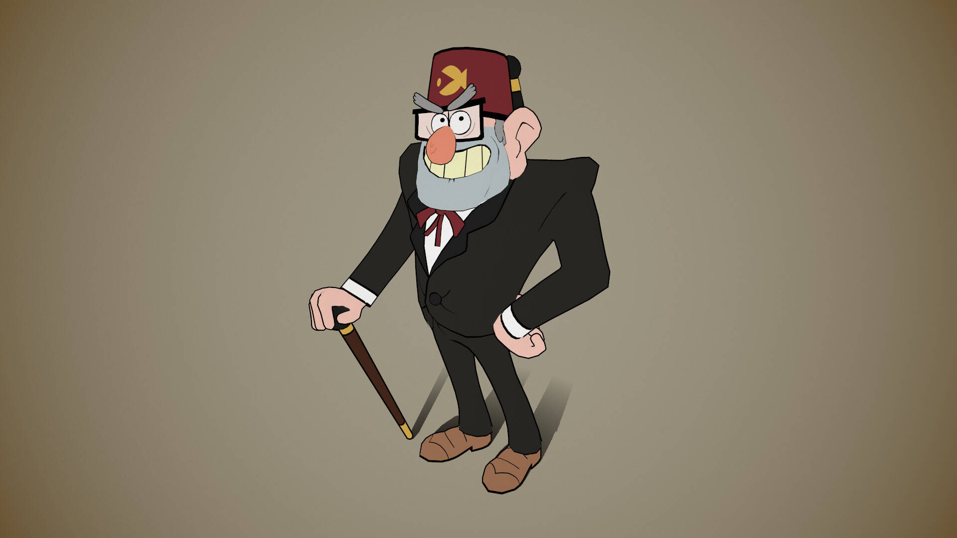 Grunkle Stan, suit, fez, Full HD Desktop Wallpaper