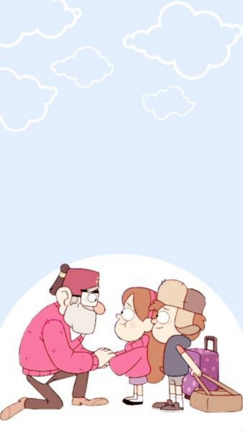 Grunkle Stan, grandchildren, light blue sky, HD Phone Wallpaper