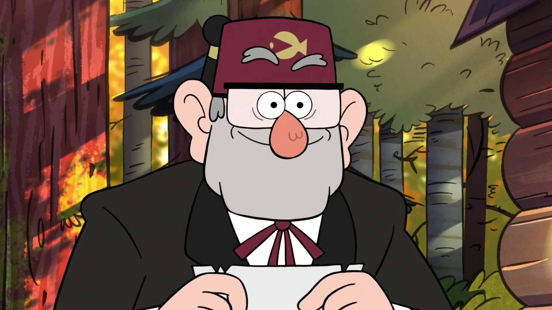 Grunkle Stan, red fez, glasses, Full HD Desktop Wallpaper