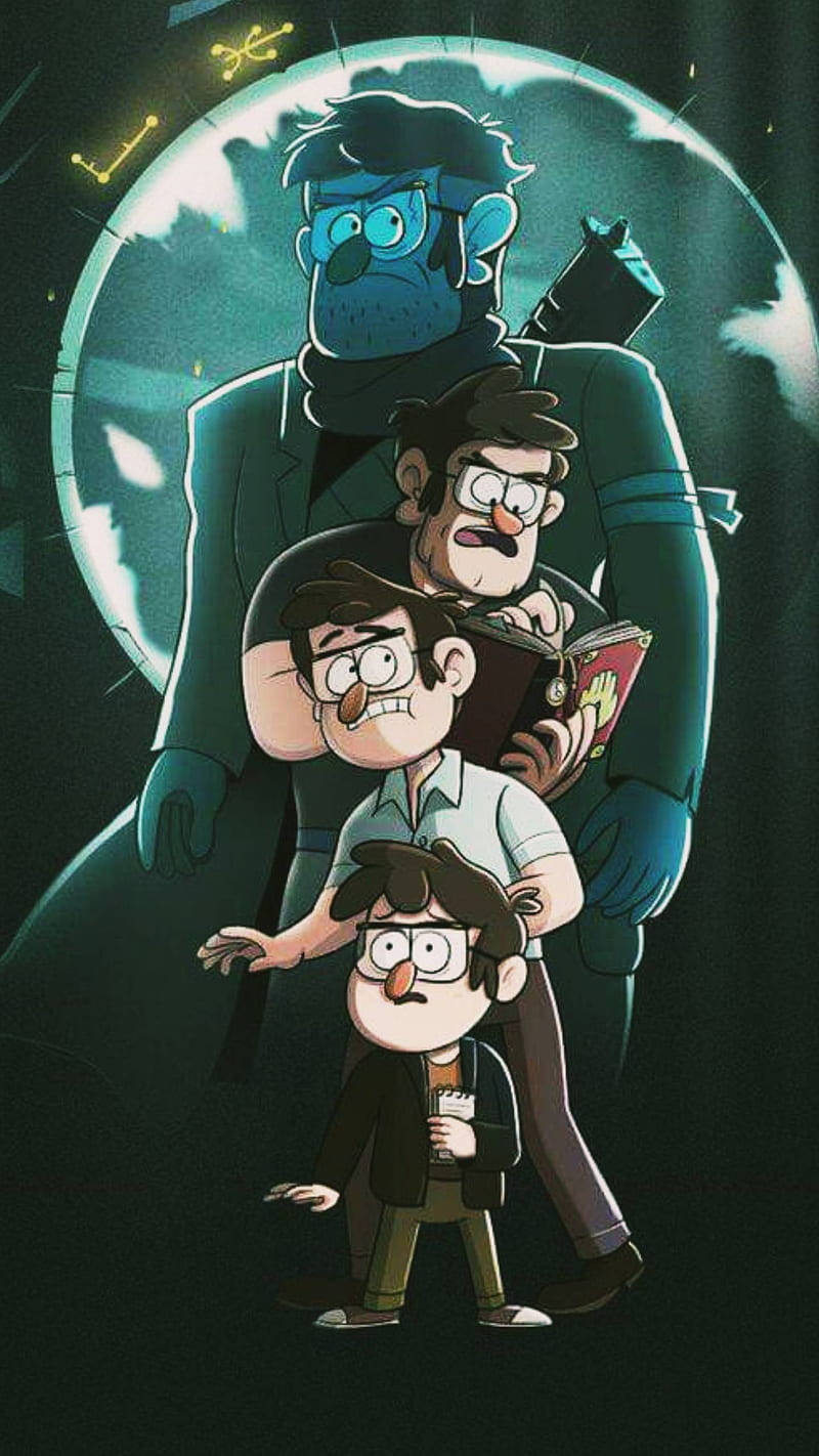 Grunkle Stan, dark green tunnel, glowing moon, HD Phone Wallpaper