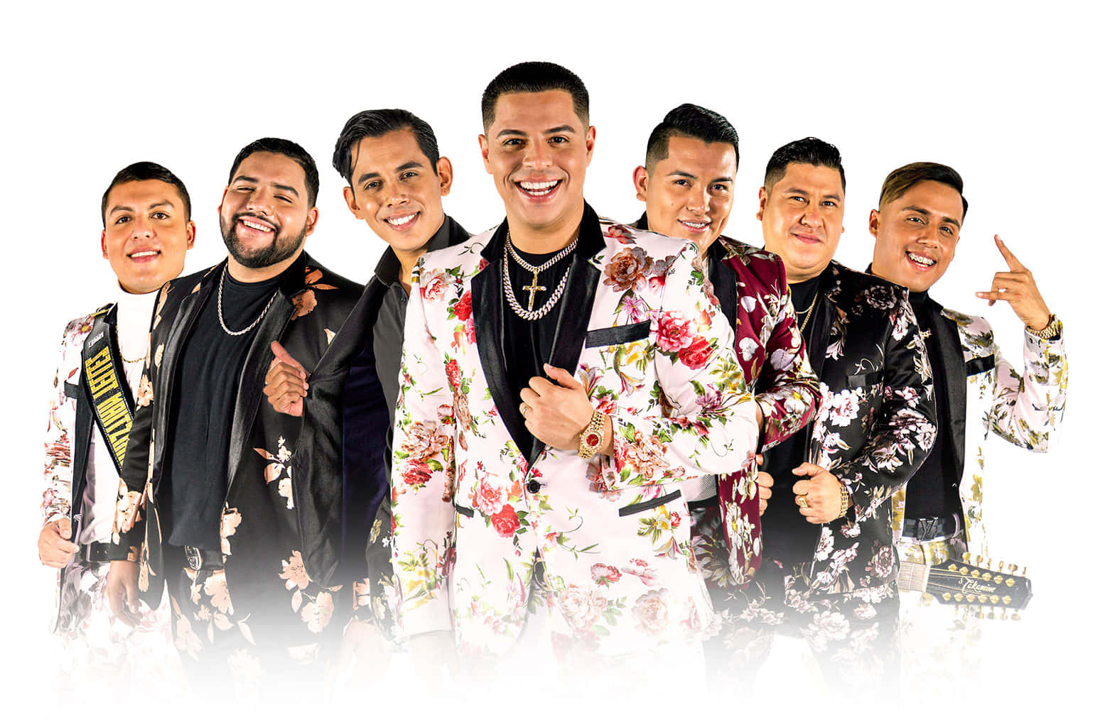 Grupo Firme, floral suits, black suits, HD Desktop Wallpaper