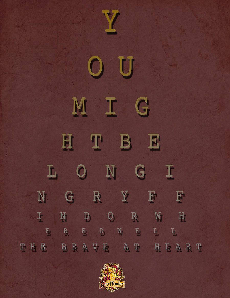 Gryffindor, Gryffindor crest, maroon eye chart, SD Phone Wallpaper