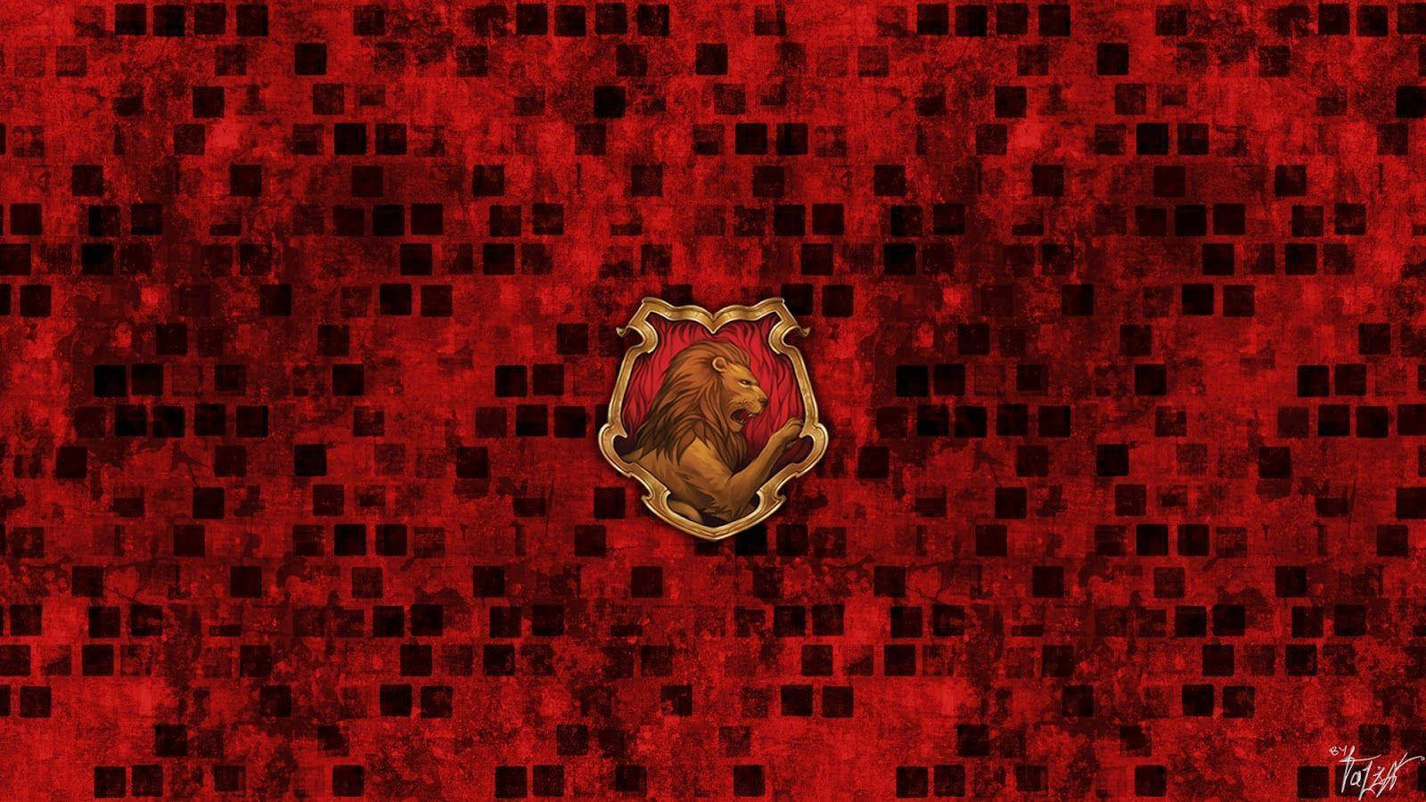 Gryffindor, lion crest, red background, HD Desktop Wallpaper
