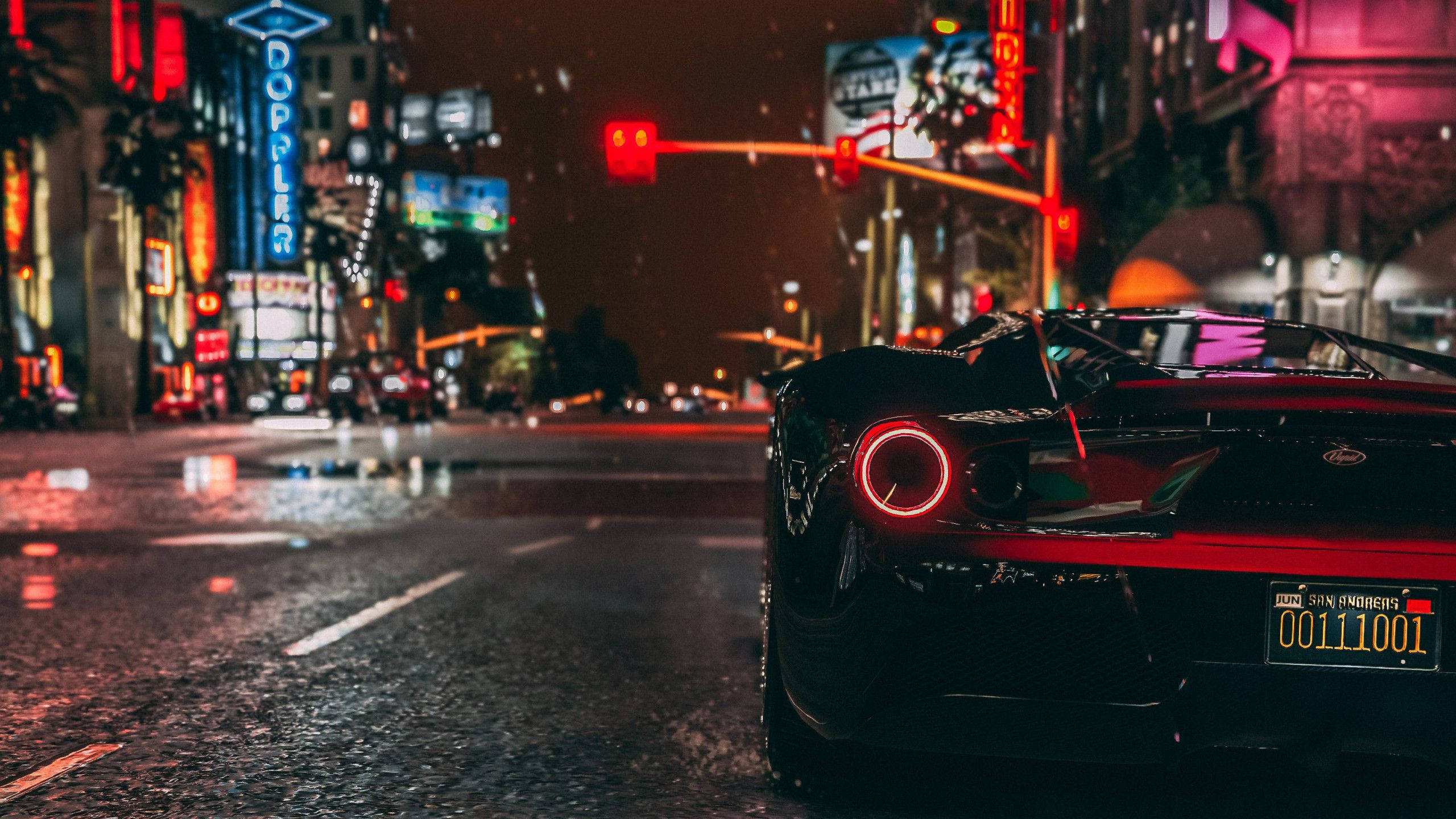 GTA 5, 2560x1440, black sports car, 2K Desktop Wallpaper