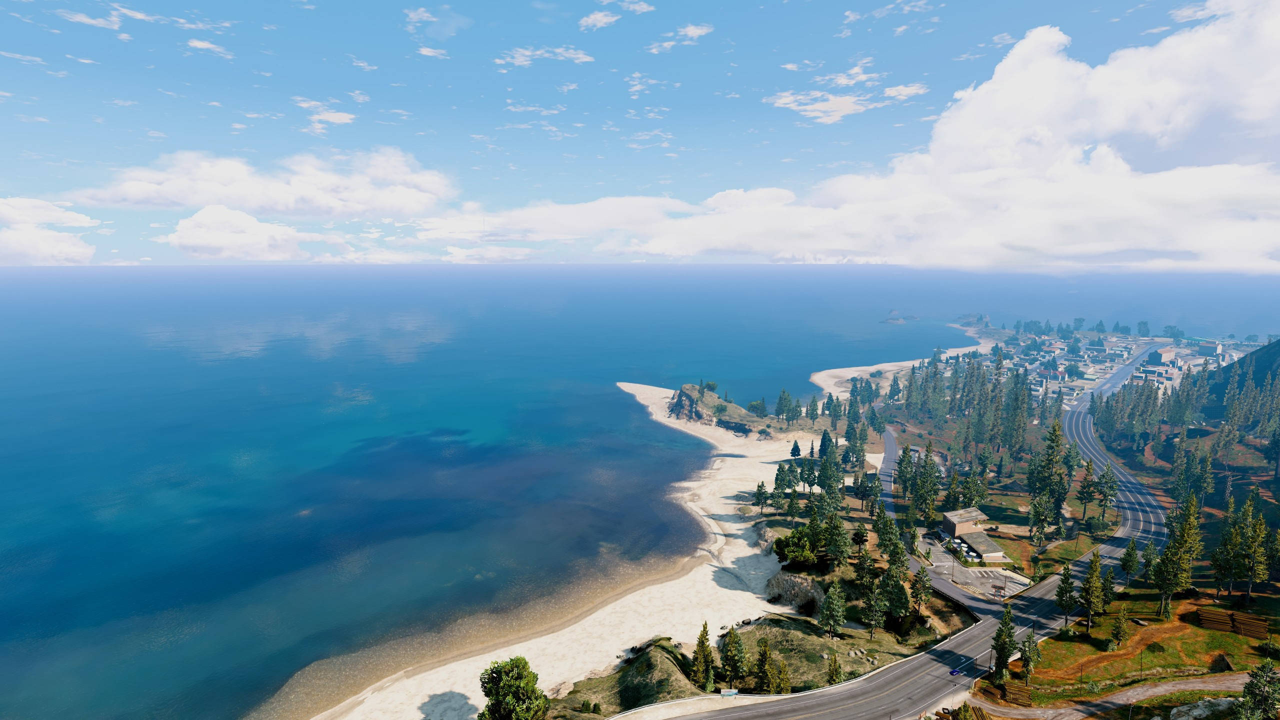 GTA 5, 2560x1440, blue beach hillside, 2K Desktop Wallpaper