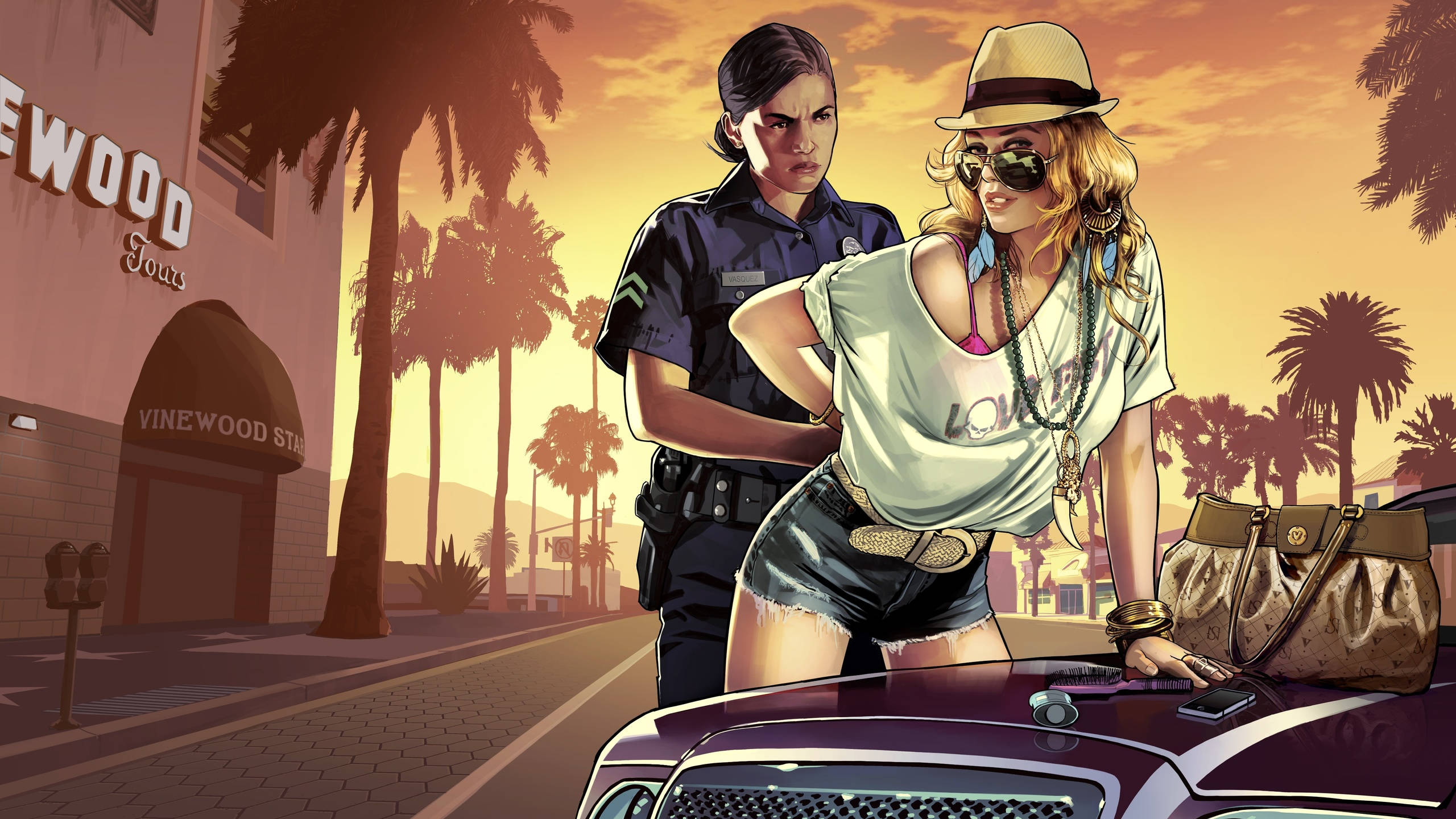 GTA 5, 2560x1440, policewoman, 2K Desktop Wallpaper