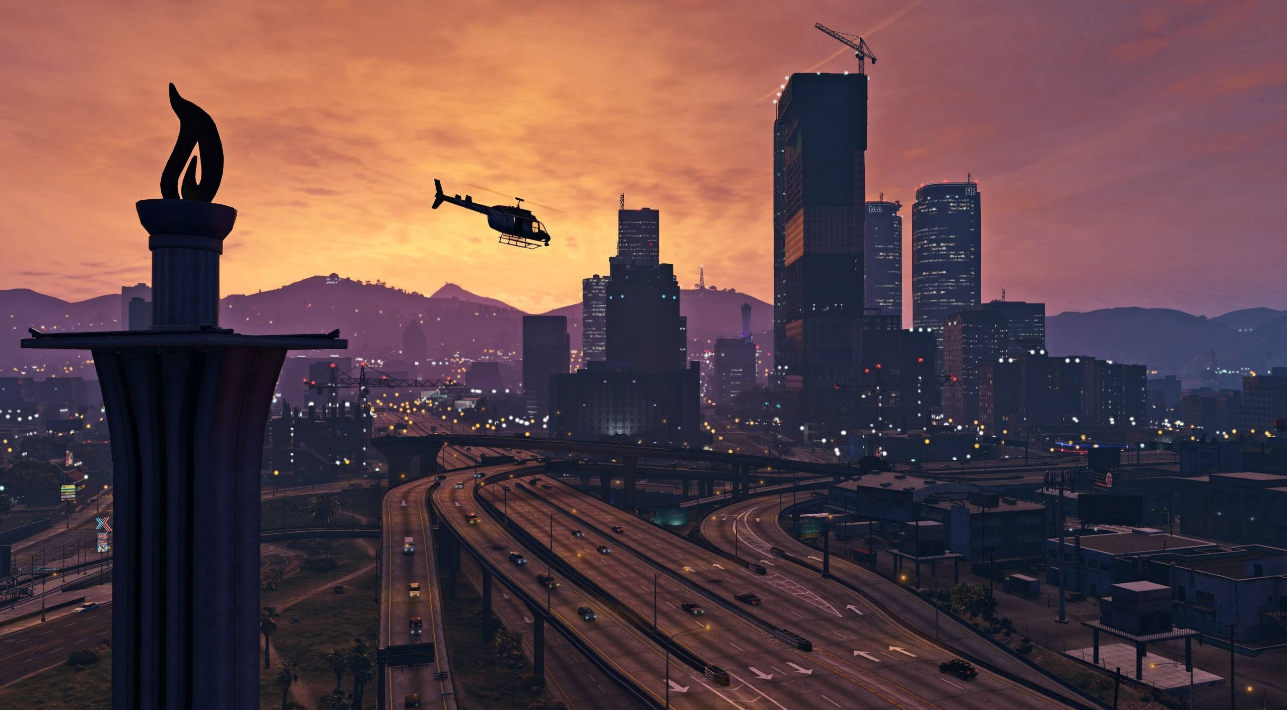 GTA 5, 2560x1440, surveilling helicopter, Full HD Desktop Wallpaper