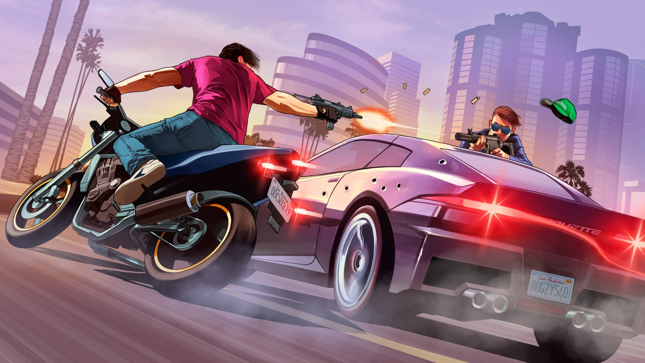 GTA 5, 2560x1440, car chase, 2K Desktop Wallpaper