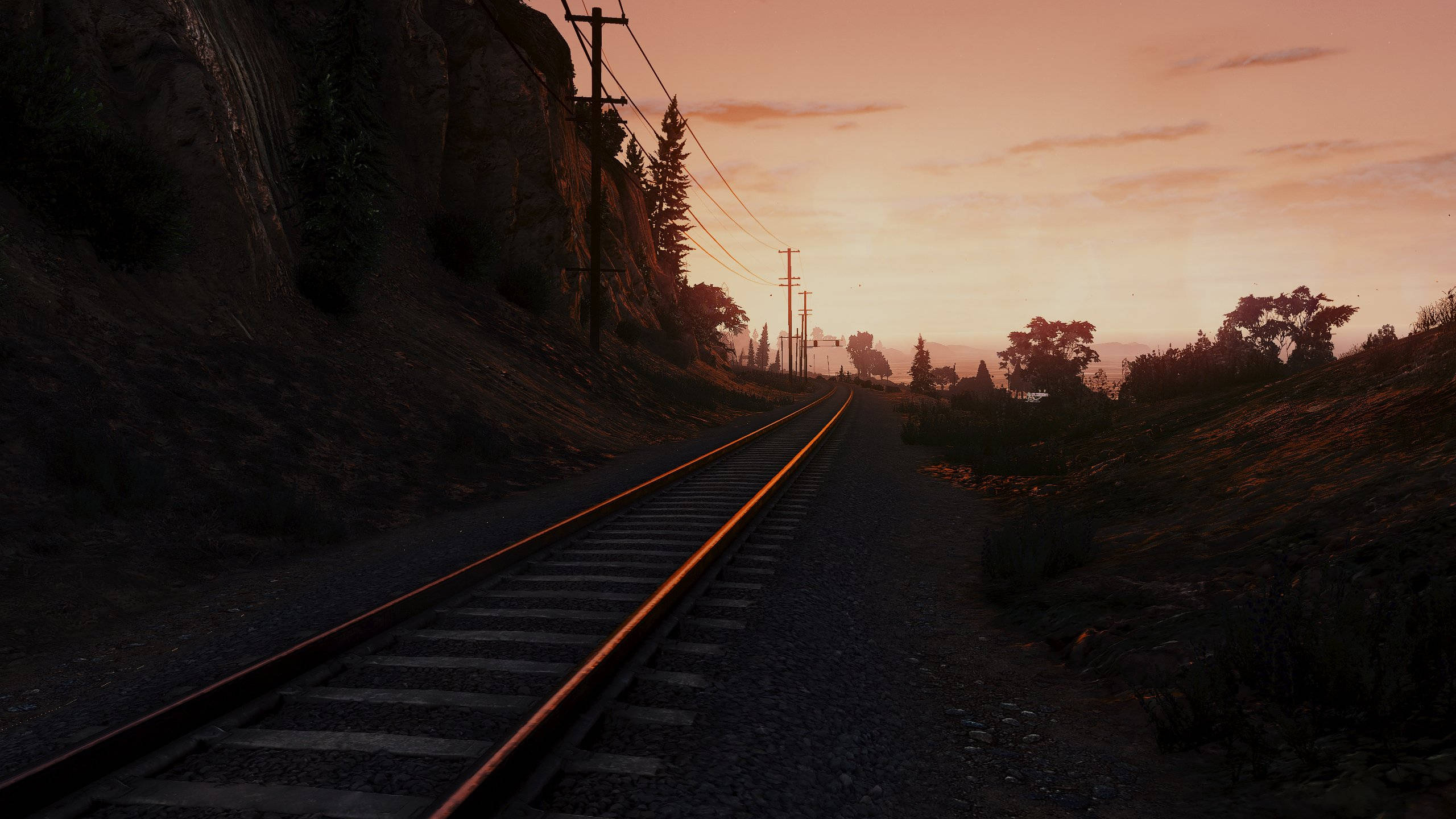 GTA 5, 2560x1440, empty railroad, 2K Desktop Wallpaper