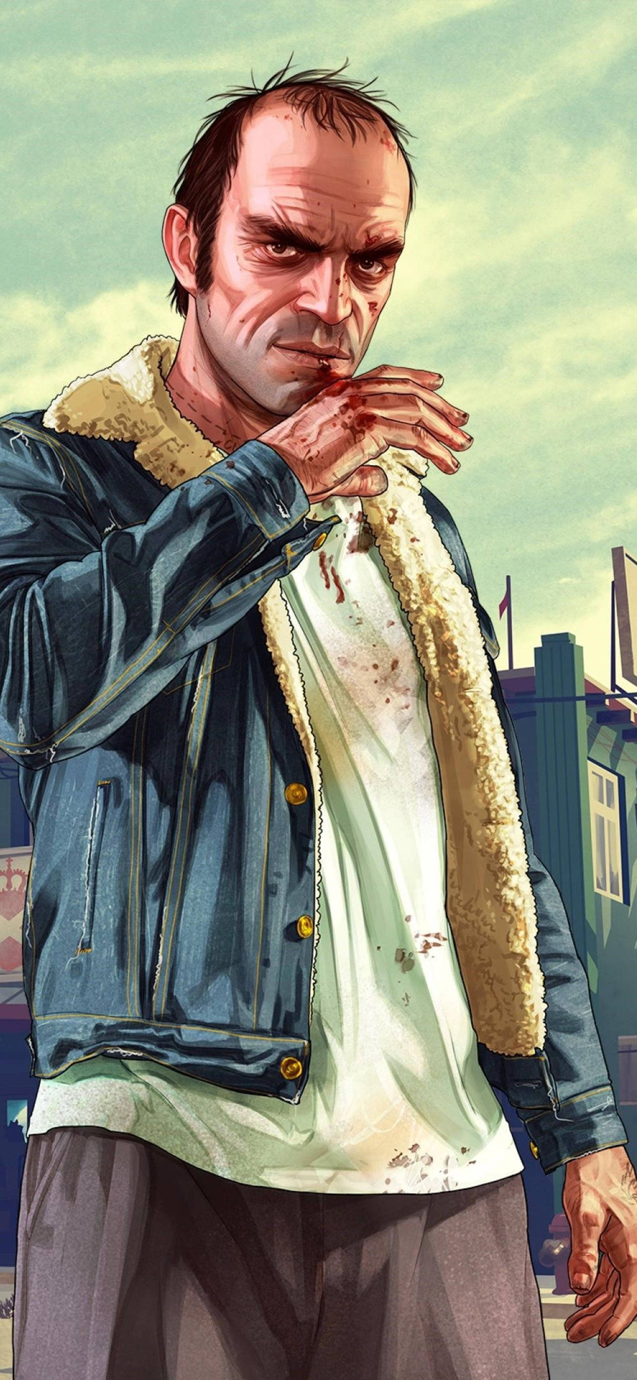 Gta 5, iPhone, bloodstained denim jacket, 2K Phone Wallpaper