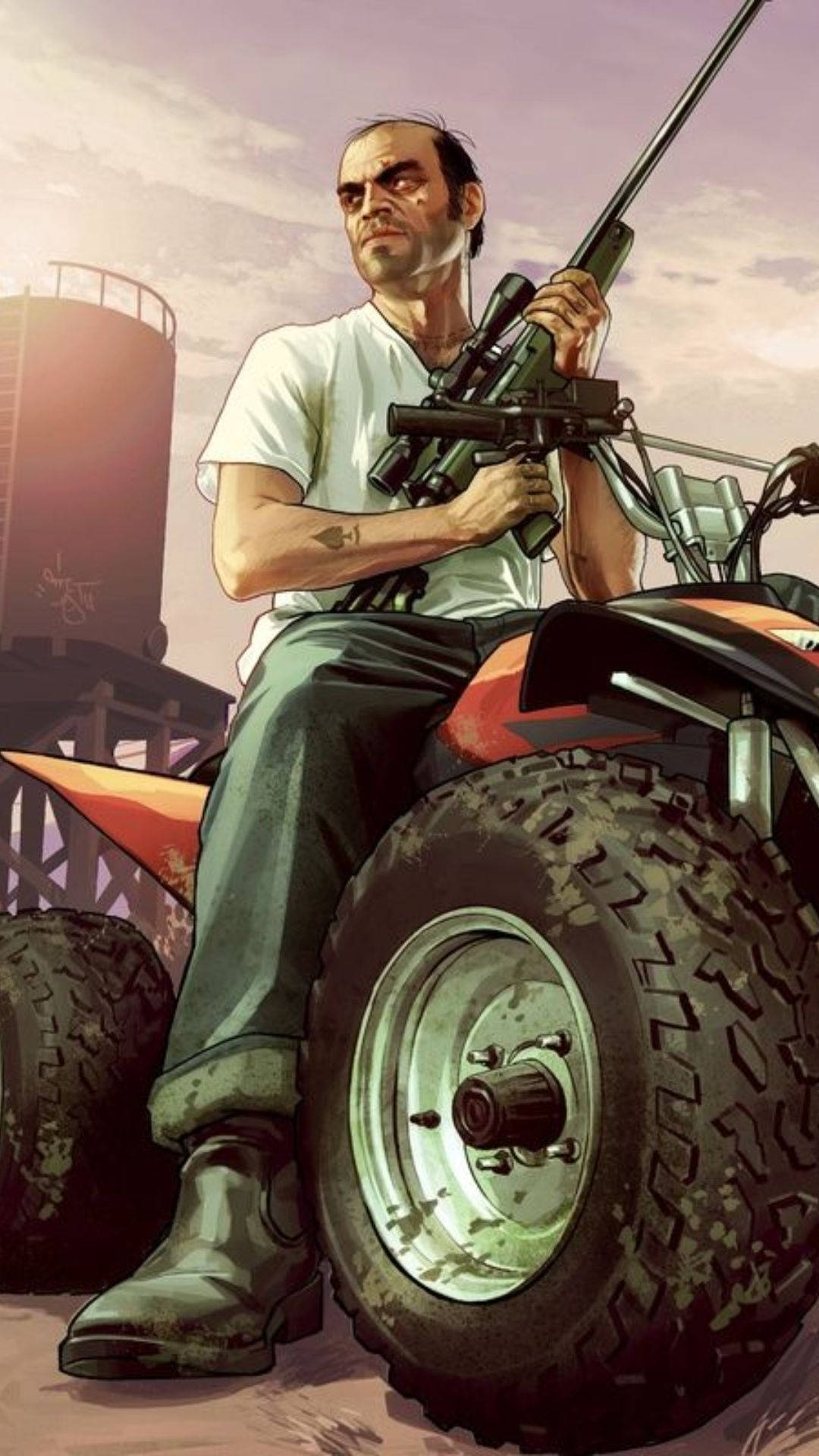 GTA 5, iPhone, orange ATV, Full HD Phone Wallpaper