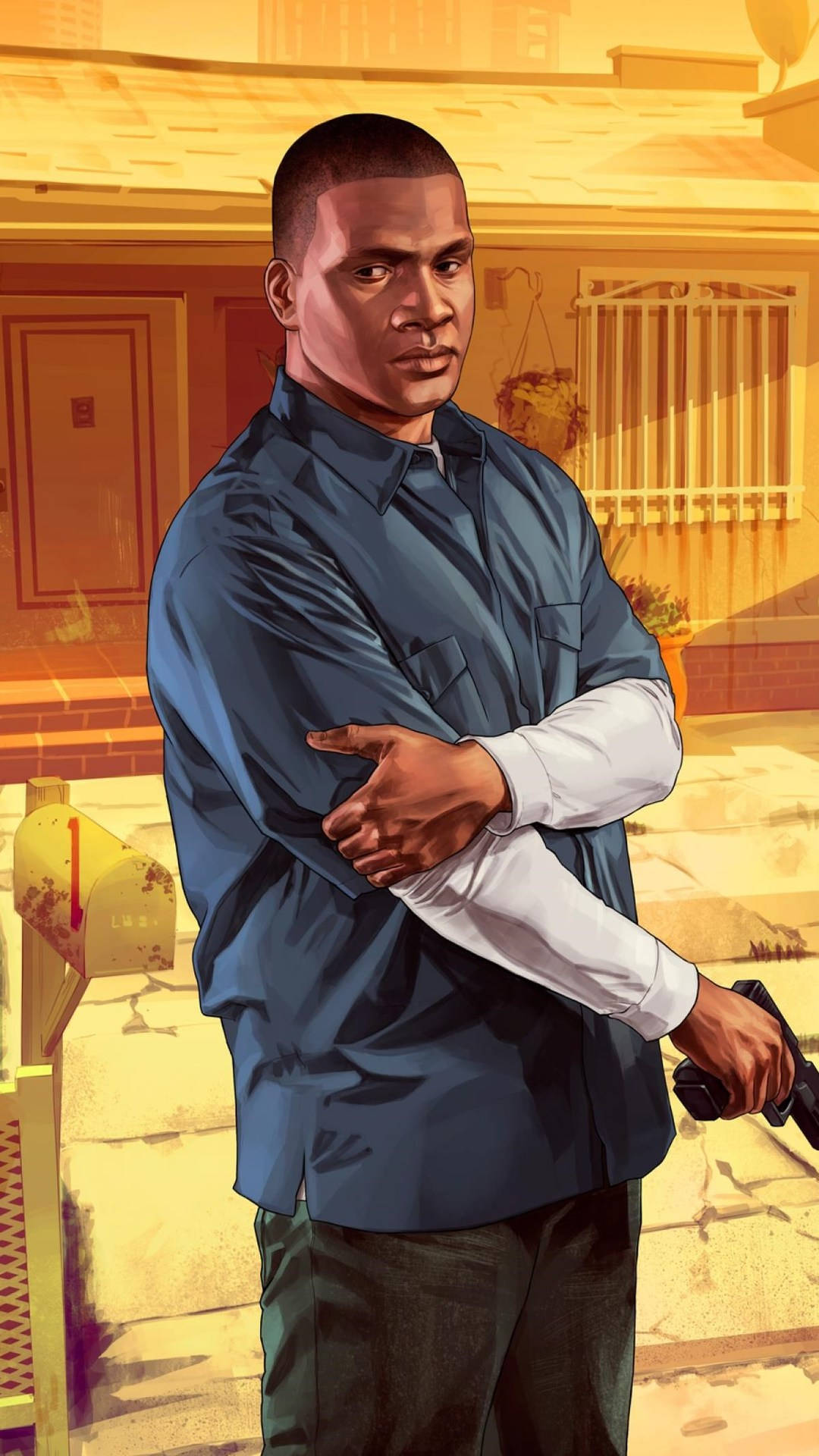 GTA 5, iPhone, blue shirt, Full HD Phone Wallpaper