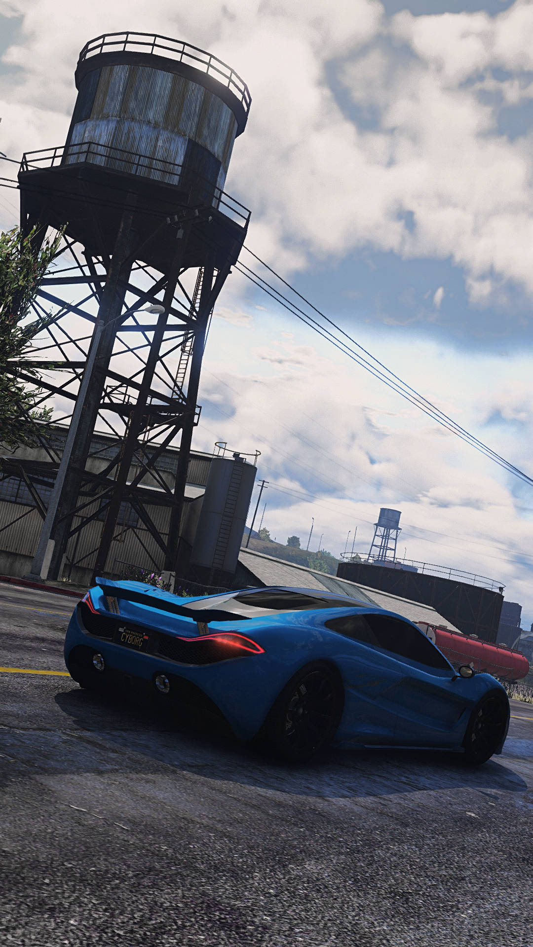 Gta 5 Phone, blue McLaren P1, wet asphalt, Full HD Phone Wallpaper