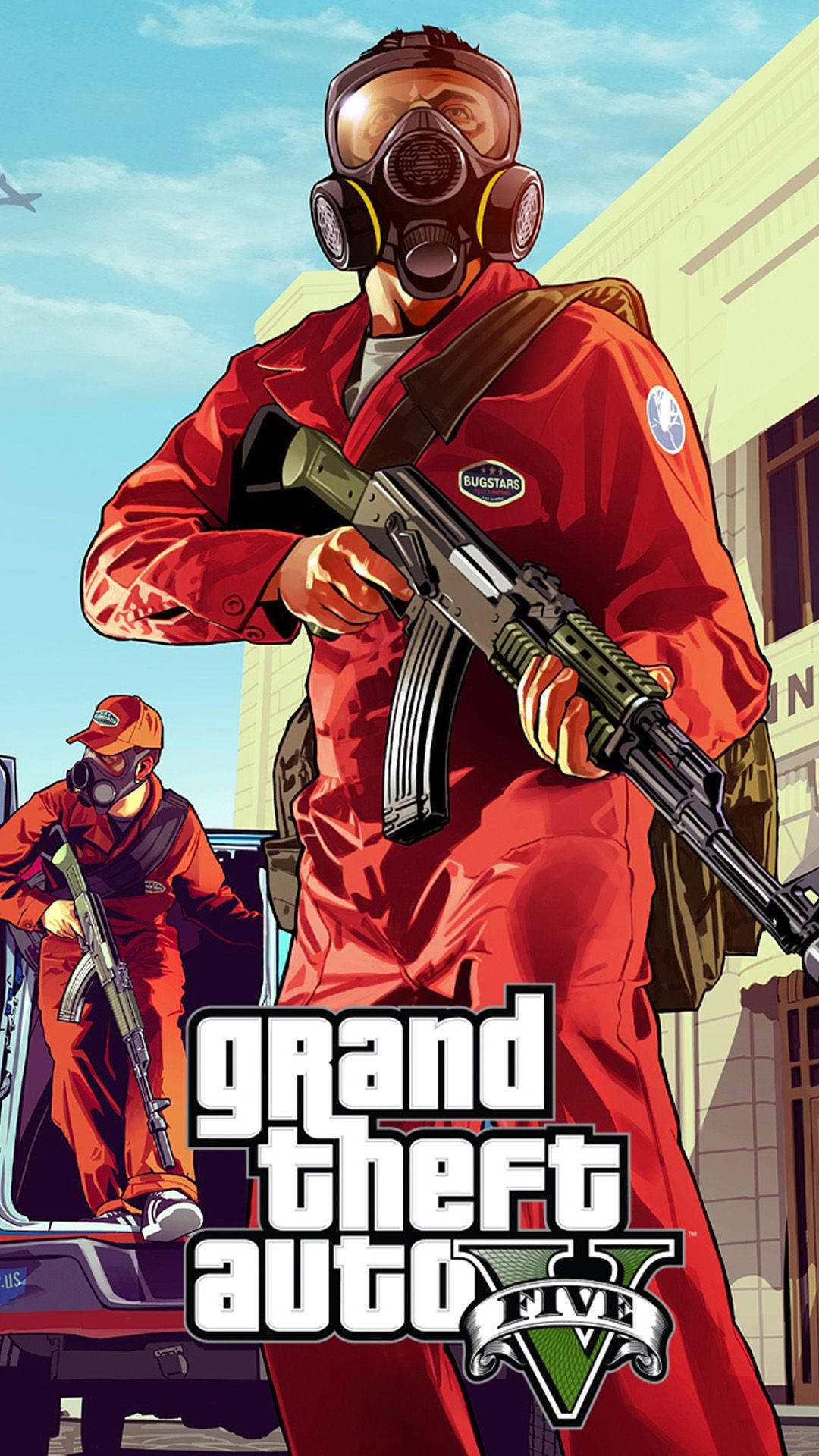 Gta 5 Phone, Ak47 Rifles, red jumpsuits, Full HD Phone Wallpaper