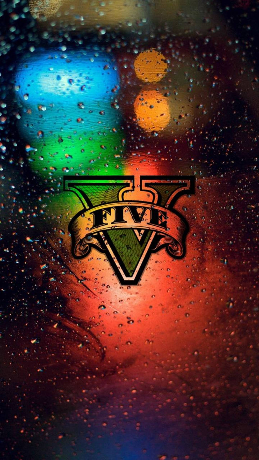 Gta 5, phone logo, wet glass, HD Phone Wallpaper