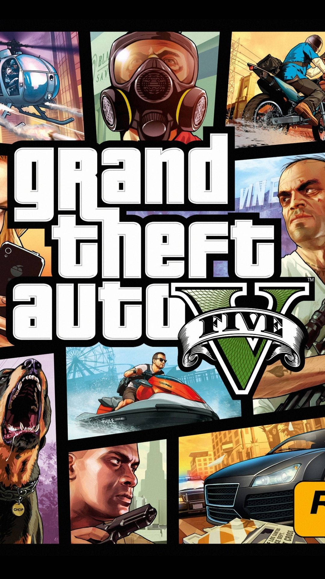 GTA V, masked characters, jet skis, Full HD Phone Wallpaper