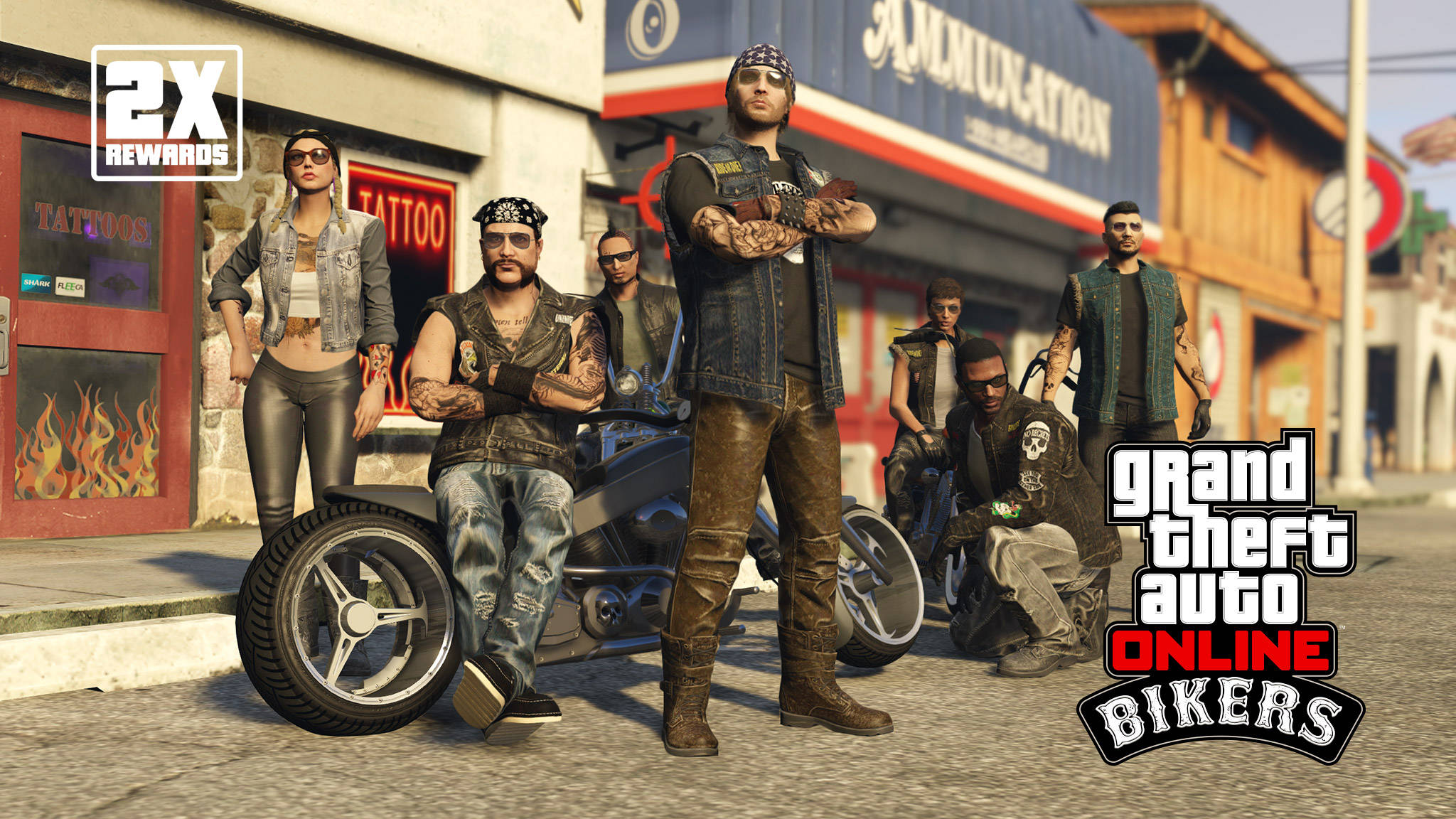 GTA 5, bikers, leather vests, Full HD Desktop Wallpaper