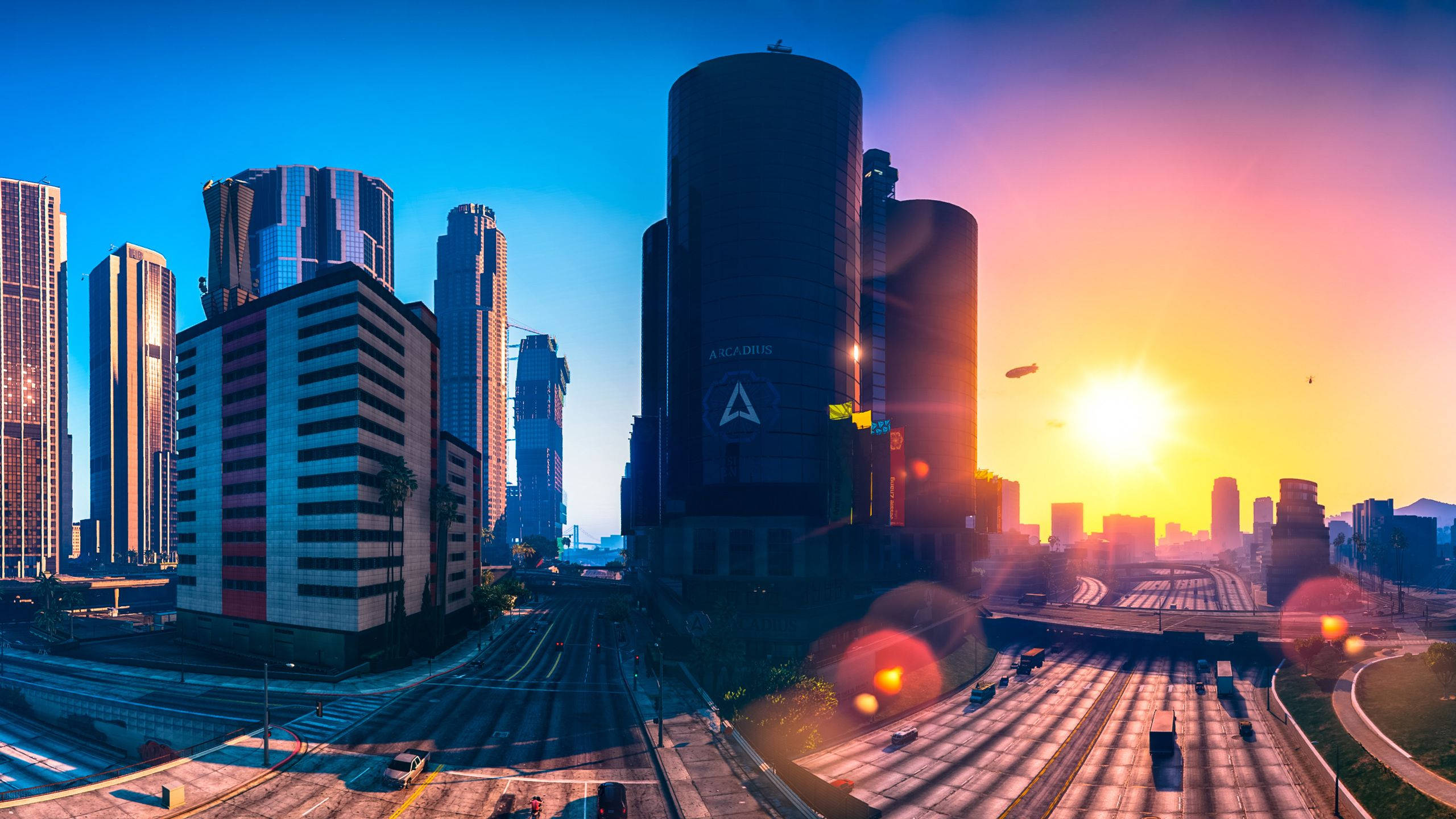 GTA 5, 2560x1440, bright sunset, 2K Desktop Wallpaper