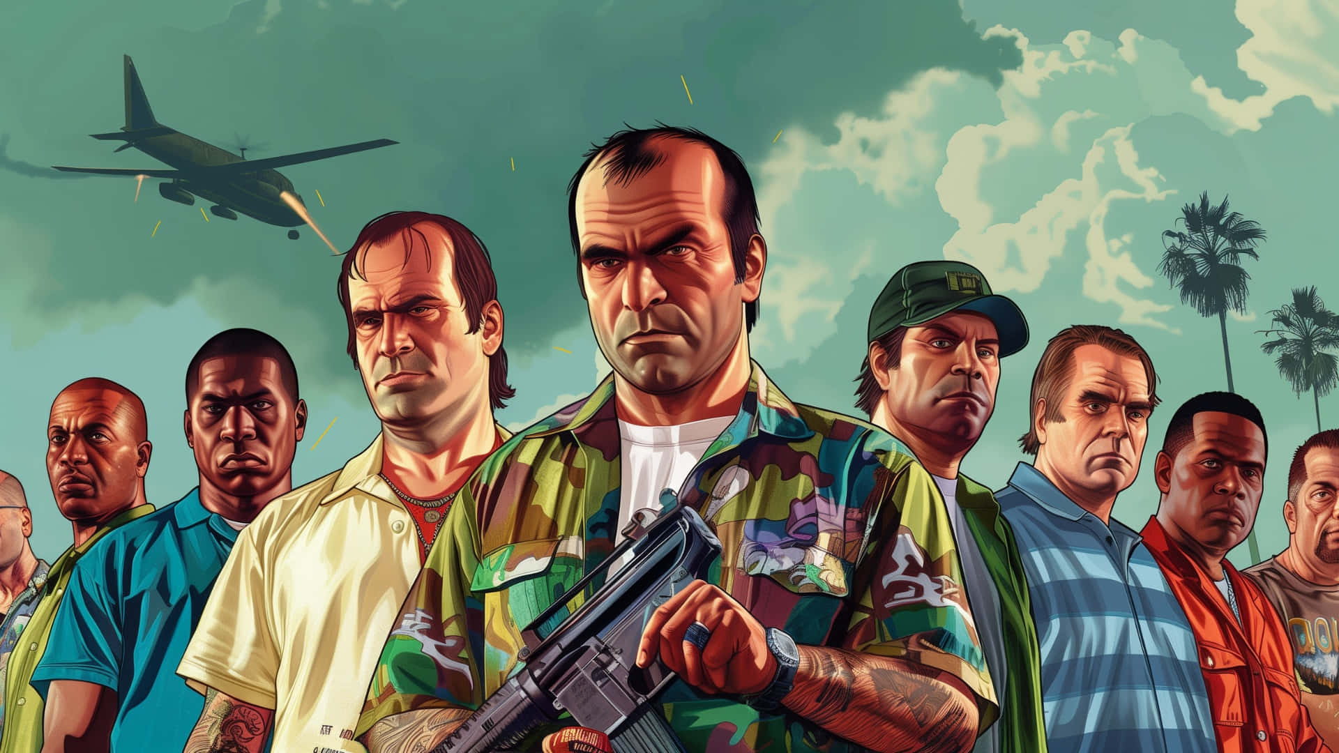 Gta 6, character reveal, seven stern men, Full HD Desktop Wallpaper