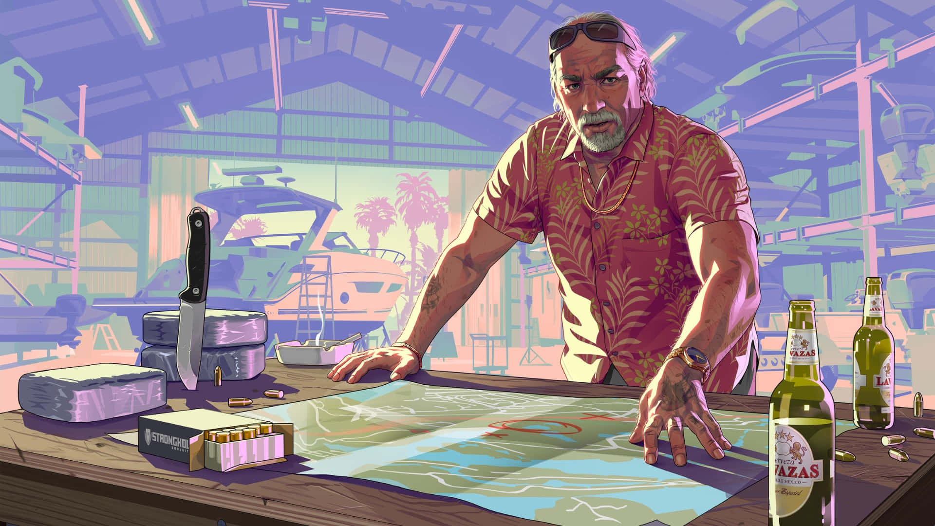 Gta 6, character planning map, floral shirt, Full HD Desktop Wallpaper