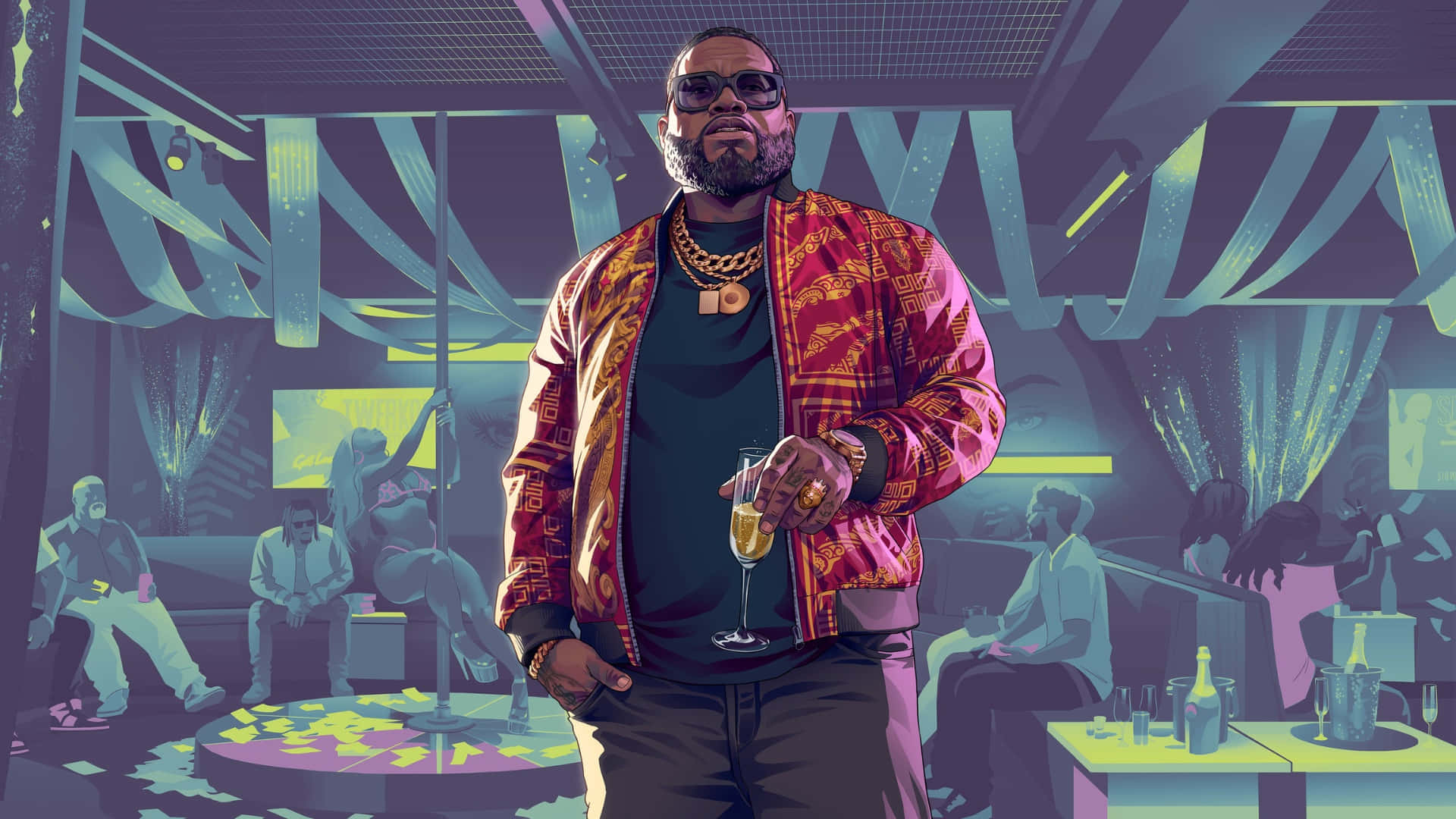 Gta 6, neon-lit nightclub, dancers, Full HD Desktop Wallpaper