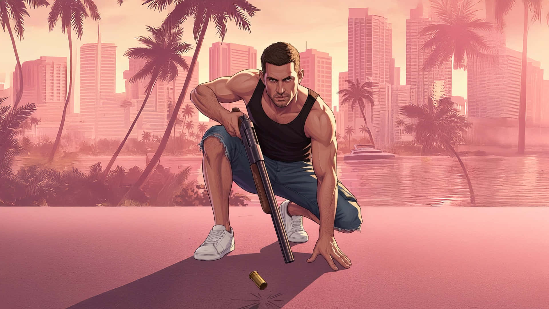 Gta 6, character reveal, black tank top, Full HD Desktop Wallpaper