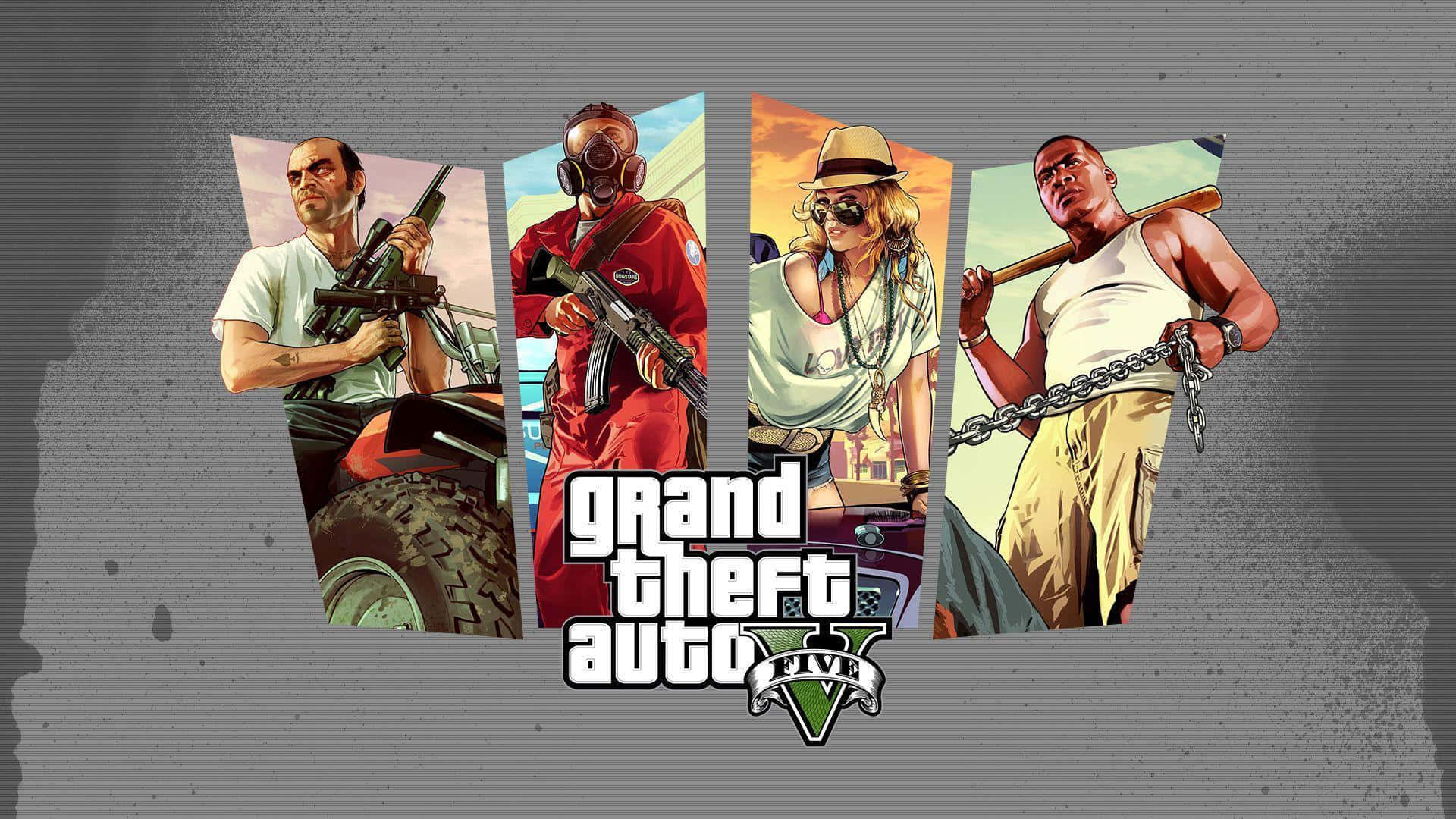 GTA Online, GTA V, gray background, Full HD Desktop Wallpaper