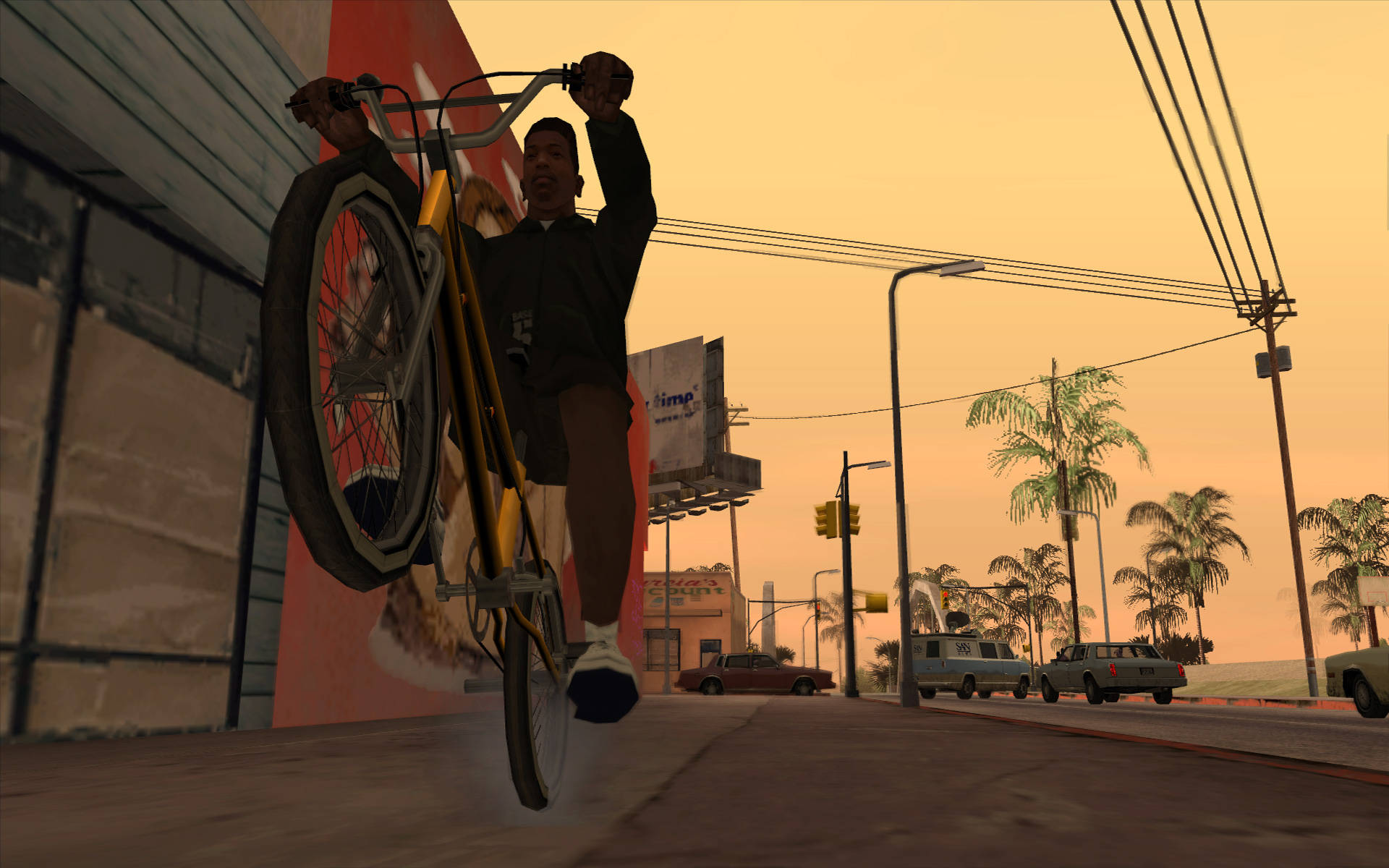 GTA SA 4K, bicycle, yellow, Full HD Desktop Wallpaper